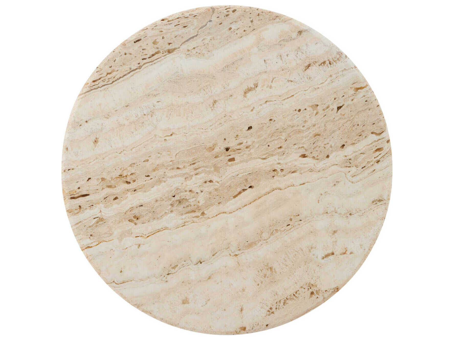 Currey & Company Miles Round Stone Natural Polished Brass End Table