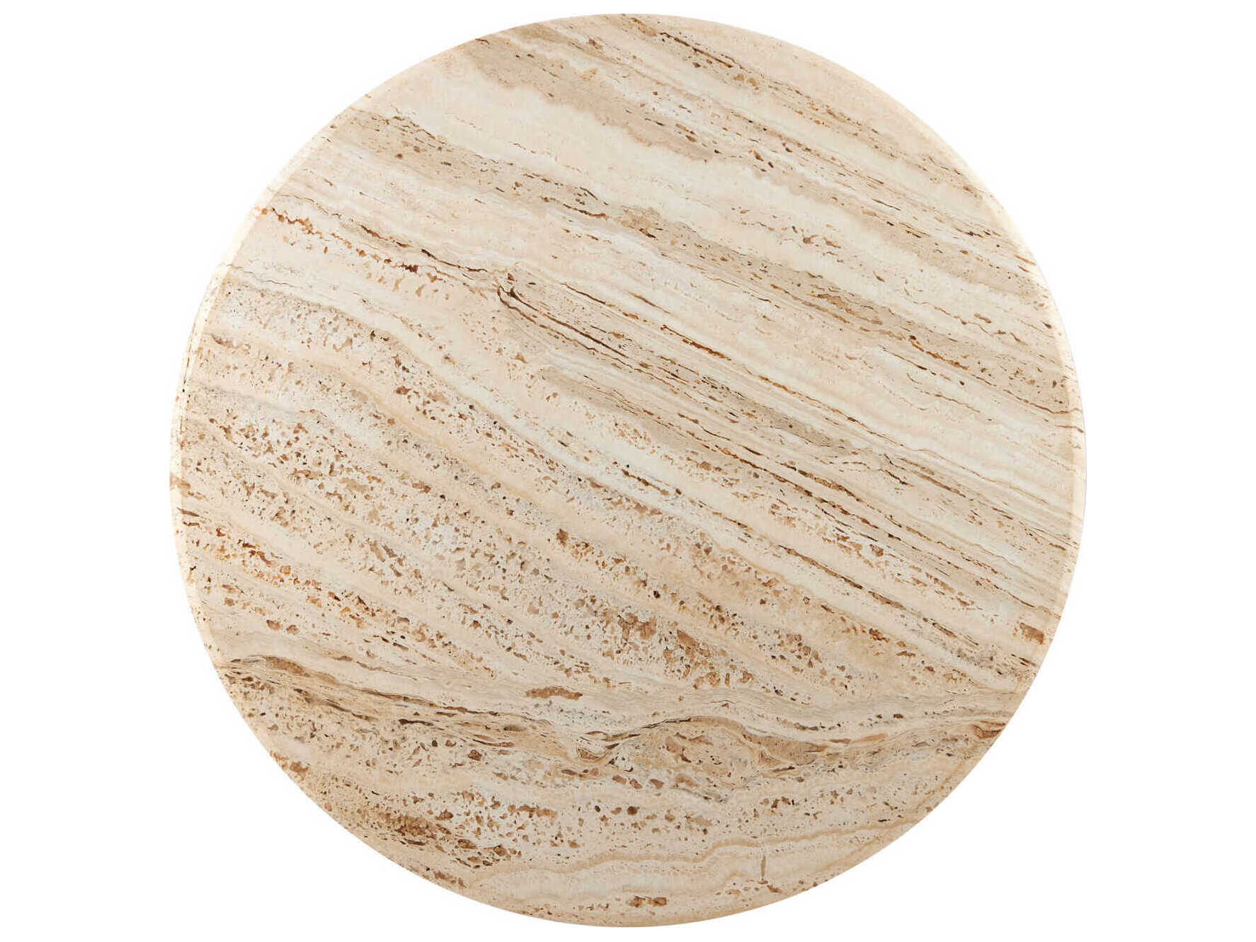 Currey & Company Miles Round Stone Natural Polished Brass Coffee Table