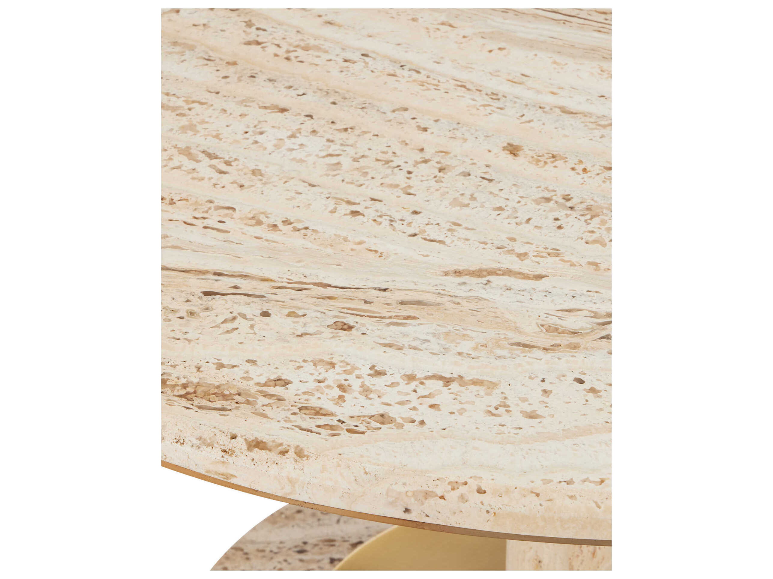 Currey & Company Miles Round Stone Natural Polished Brass Coffee Table