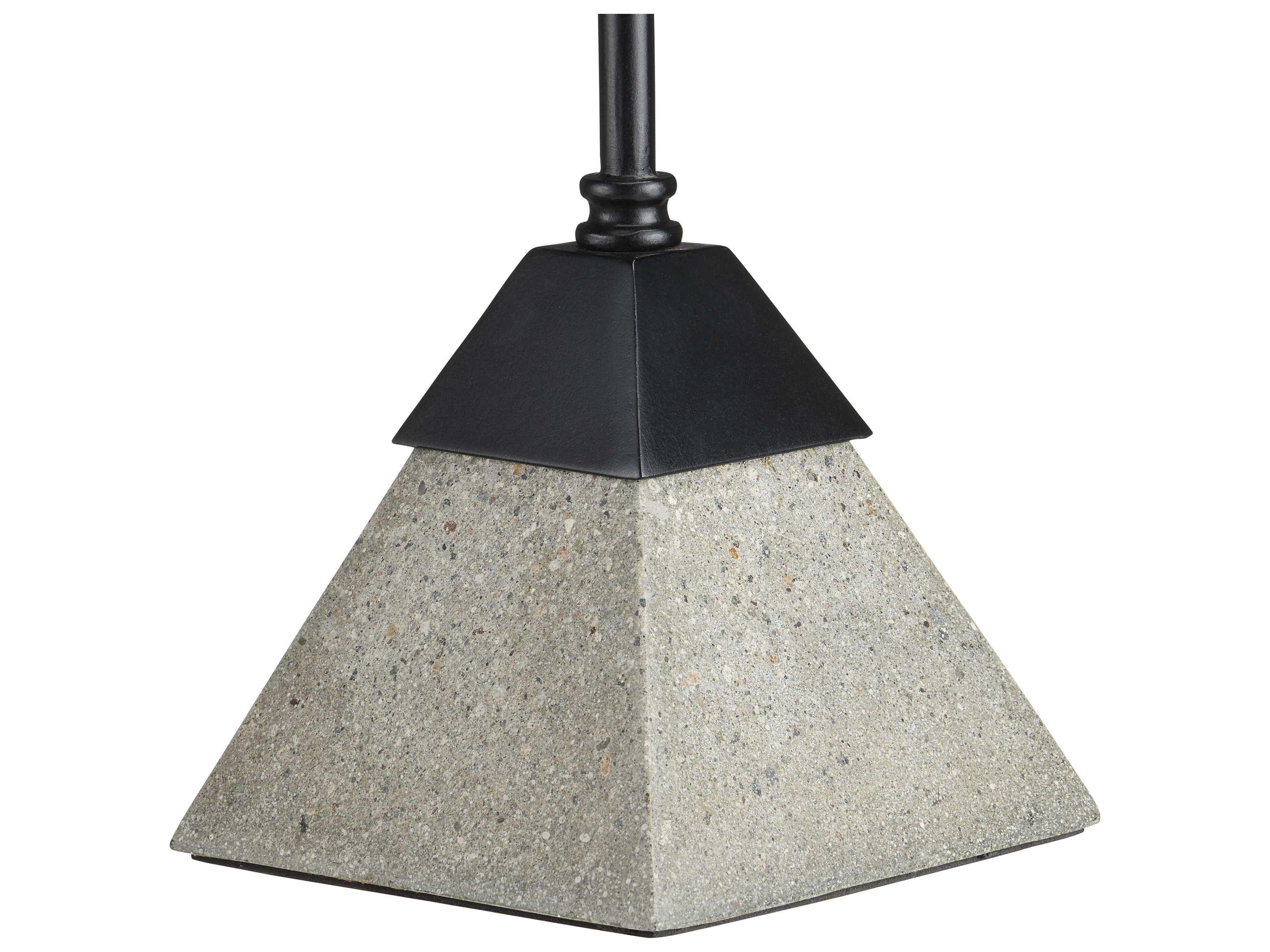 Currey & Company Parna Round Glass Satin Black Polished Concrete Clear End Table