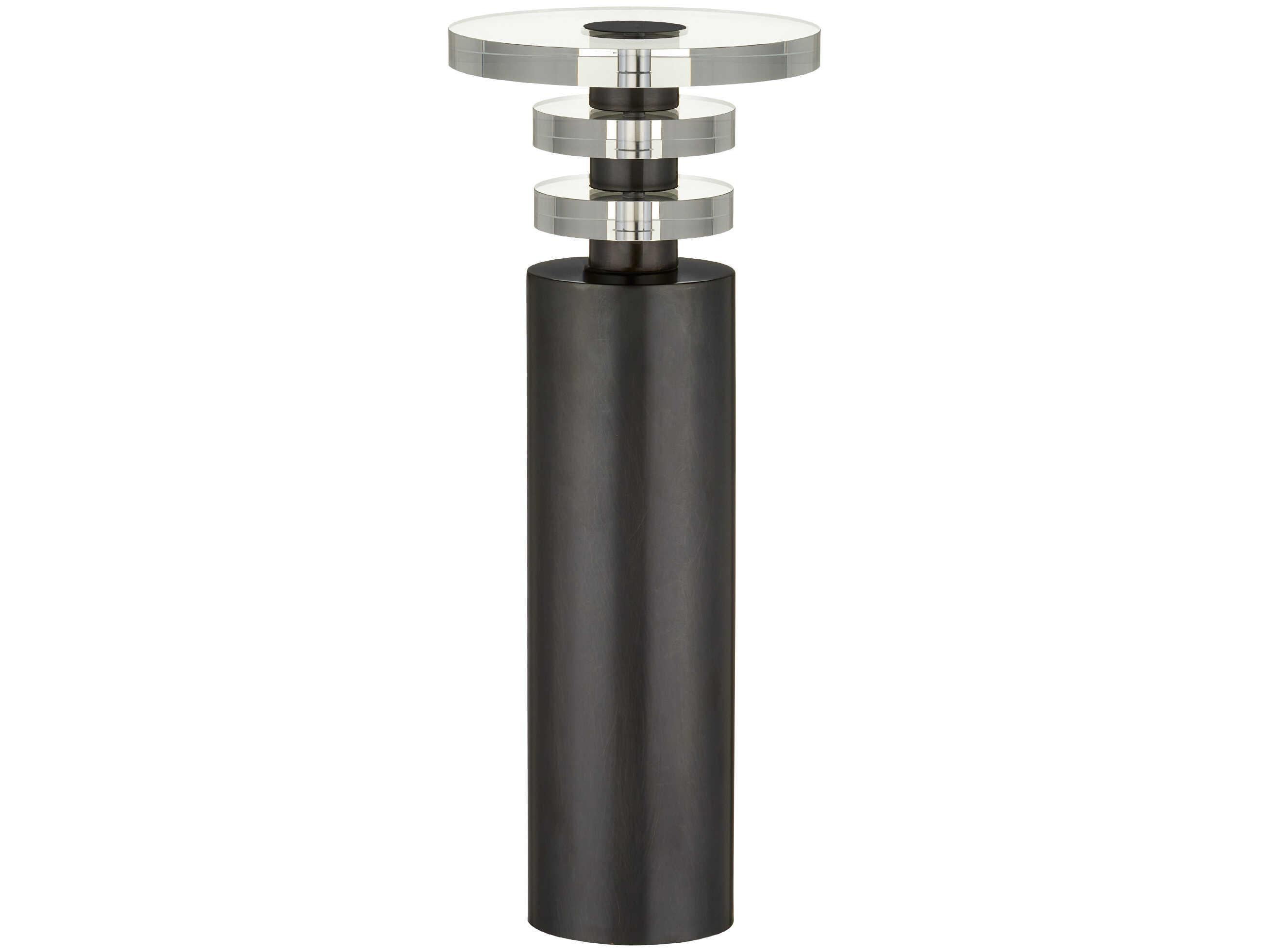 Currey & Company Shani 9" Round Glass Bronze End Table