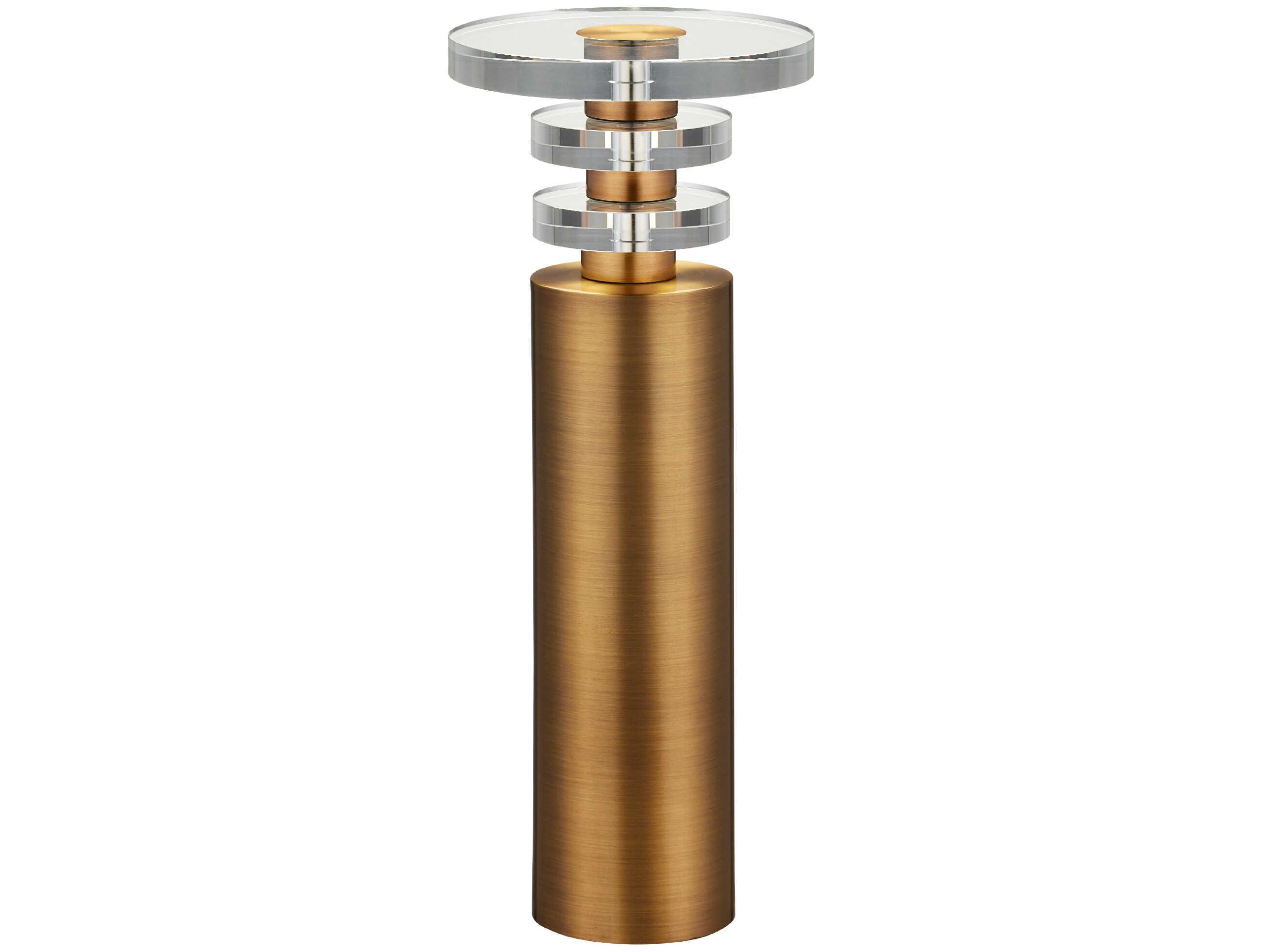 Currey & Company Shani 9" Round Glass Antique Brass End Table