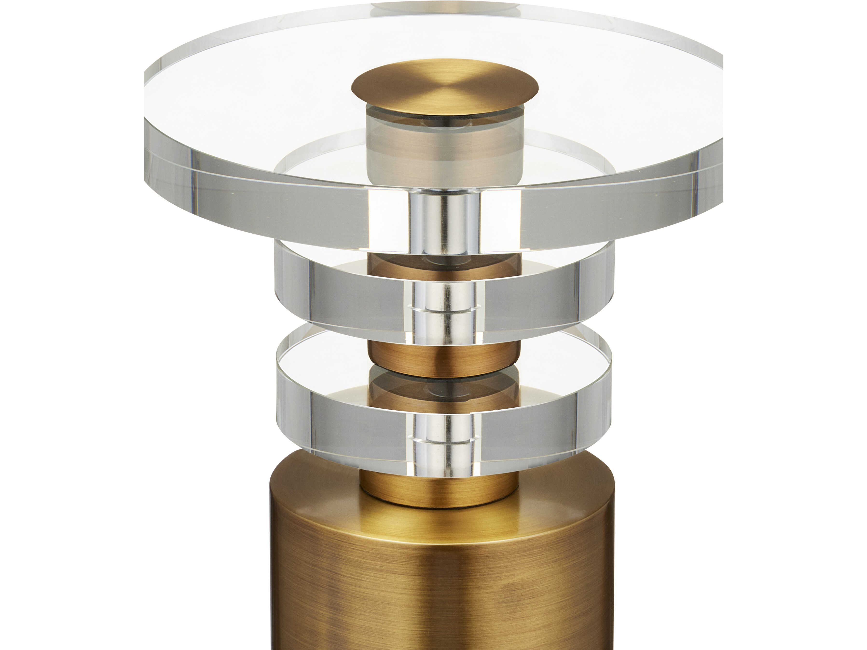 Currey & Company Shani 9" Round Glass Antique Brass End Table