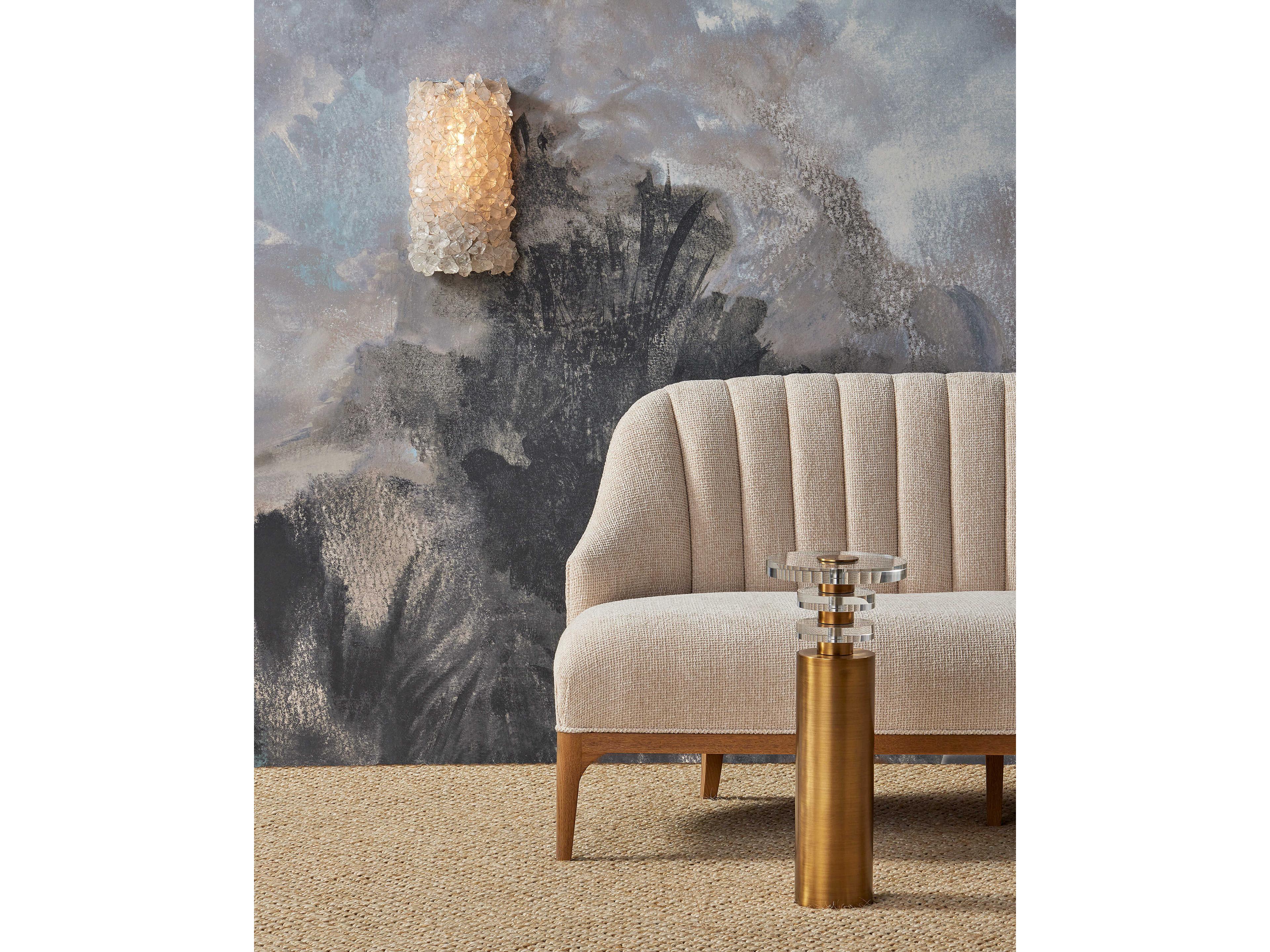 Currey & Company Shani 9" Round Glass Antique Brass End Table