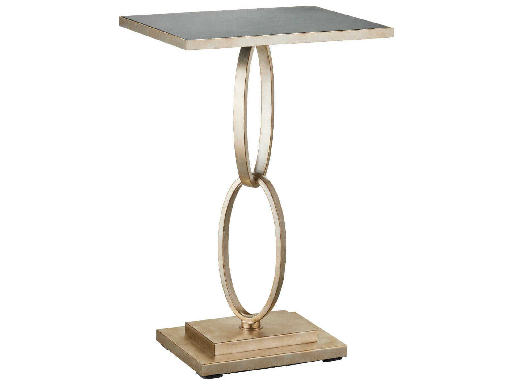 Currey & Company Bangle 18" Rectangular Glass Champagne Antique Mirror End Table