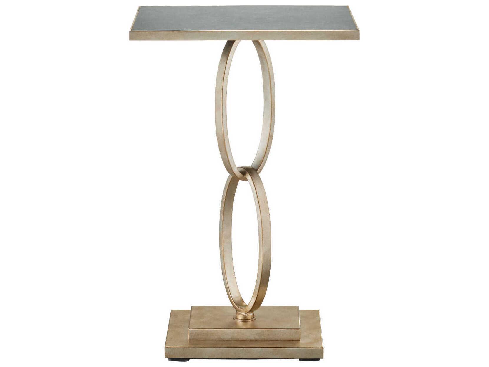 Currey & Company Bangle 18" Rectangular Glass Champagne Antique Mirror End Table