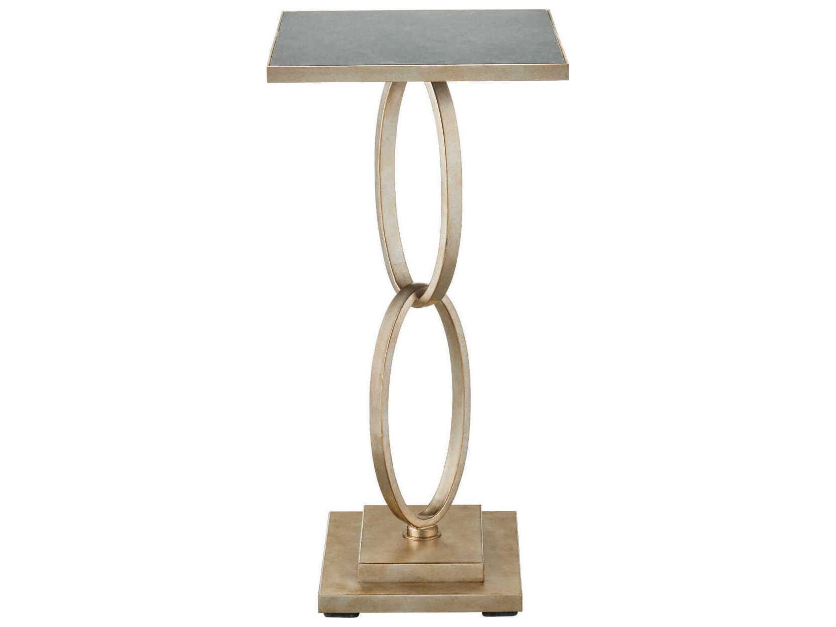 Currey & Company Bangle 18" Rectangular Glass Champagne Antique Mirror End Table