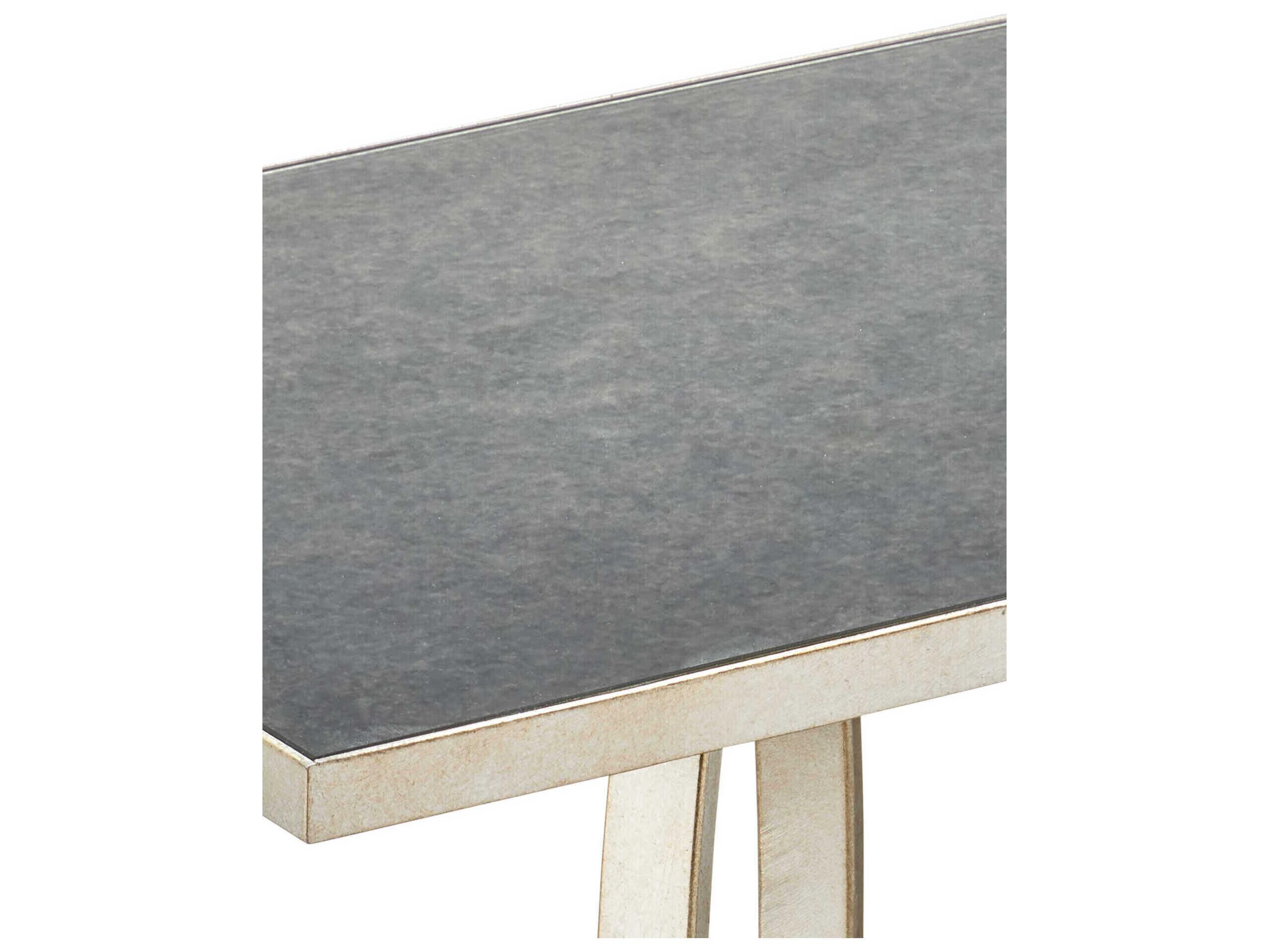 Currey & Company Bangle 18" Rectangular Glass Champagne Antique Mirror End Table