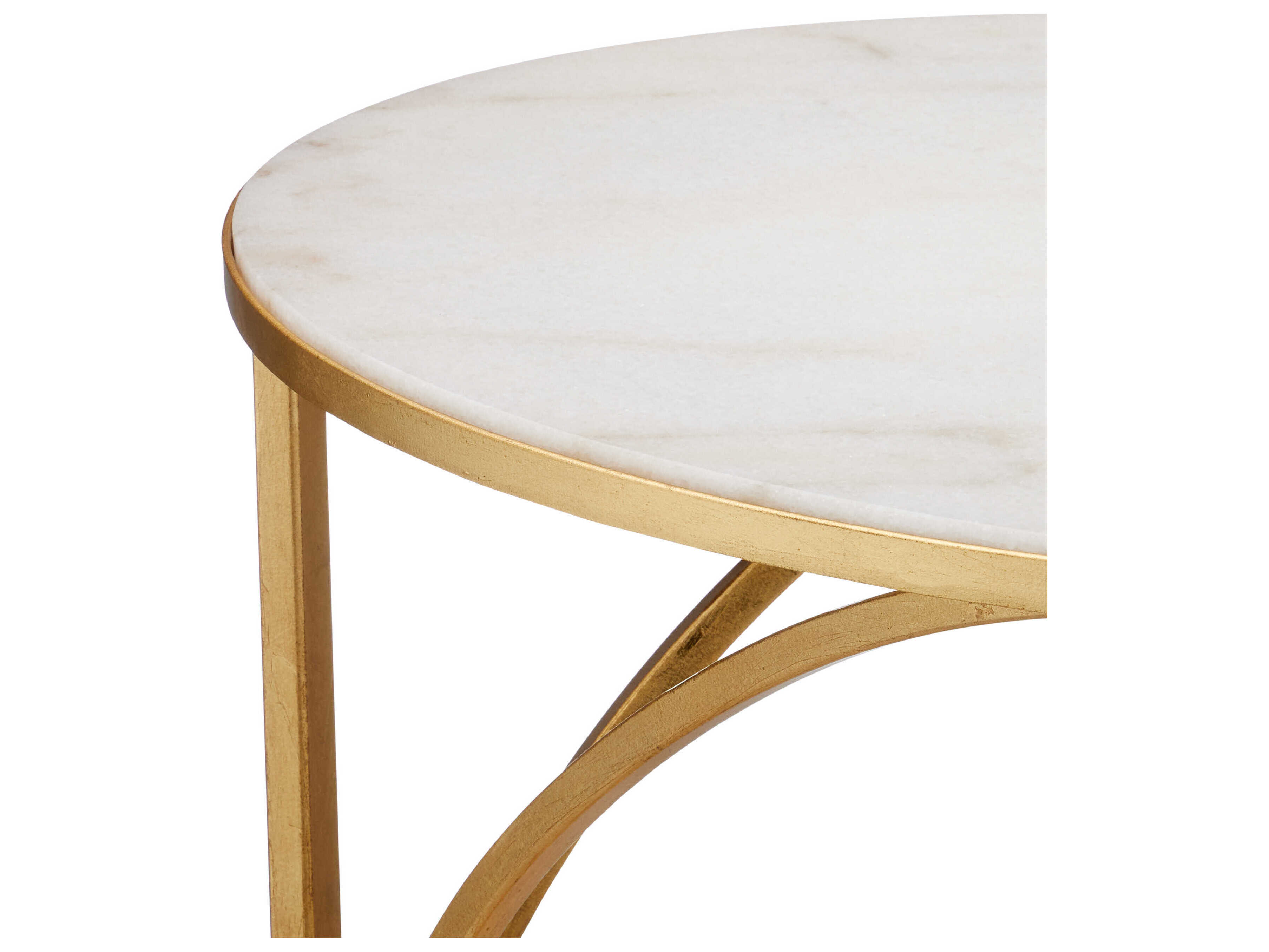 Currey & Company Orla Oval Marble Gold Leaf Natural End Table