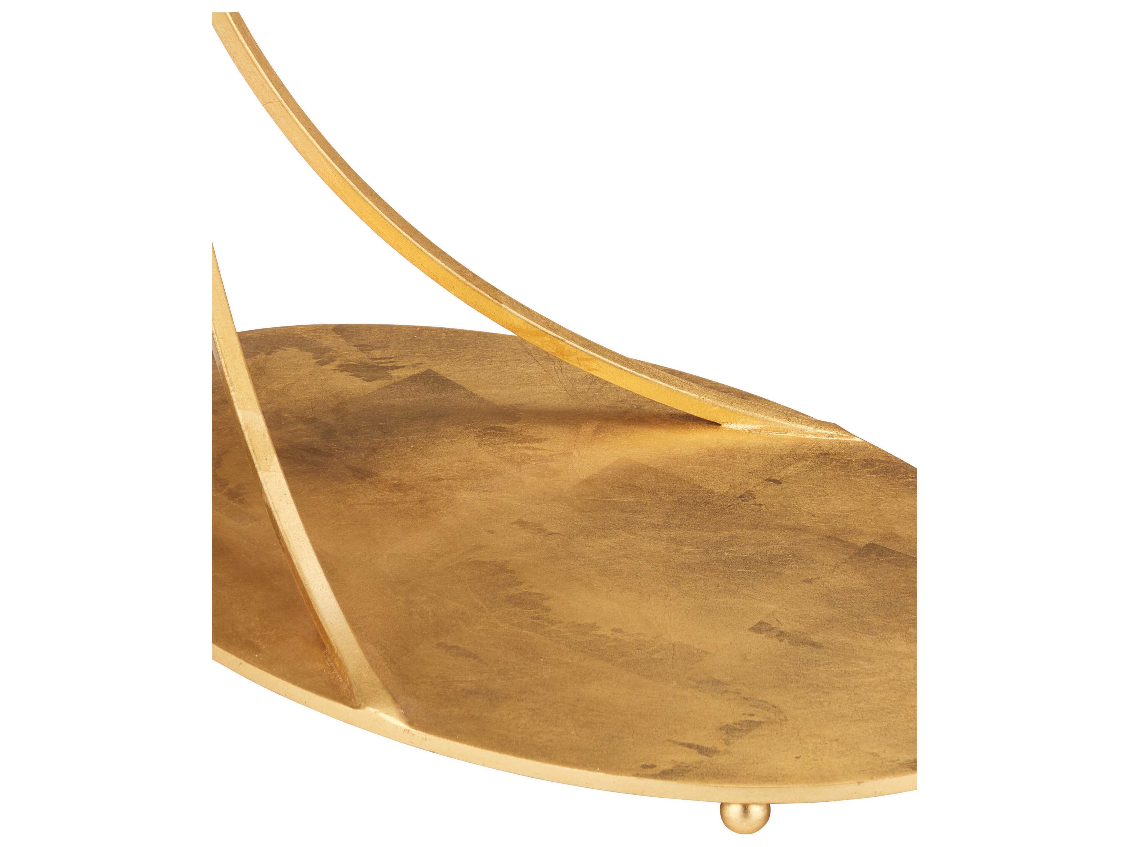 Currey & Company Orla Oval Marble Gold Leaf Natural End Table