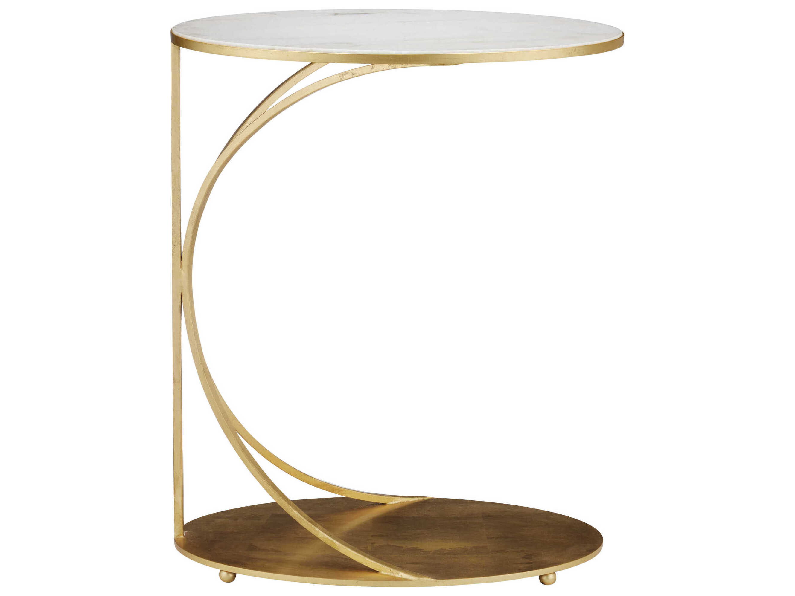 Currey & Company Orla Oval Marble Gold Leaf Natural End Table