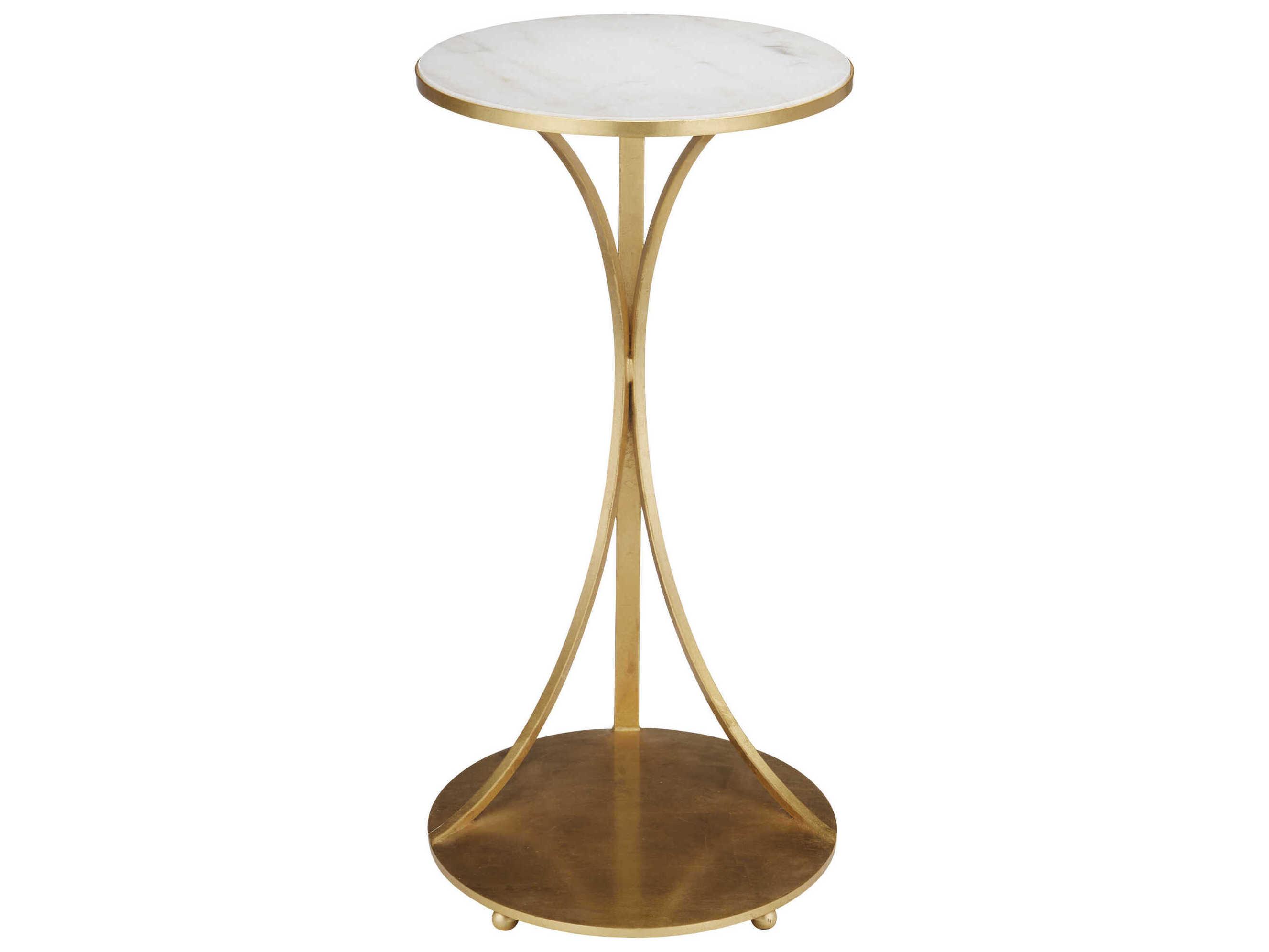 Currey & Company Orla Oval Marble Gold Leaf Natural End Table