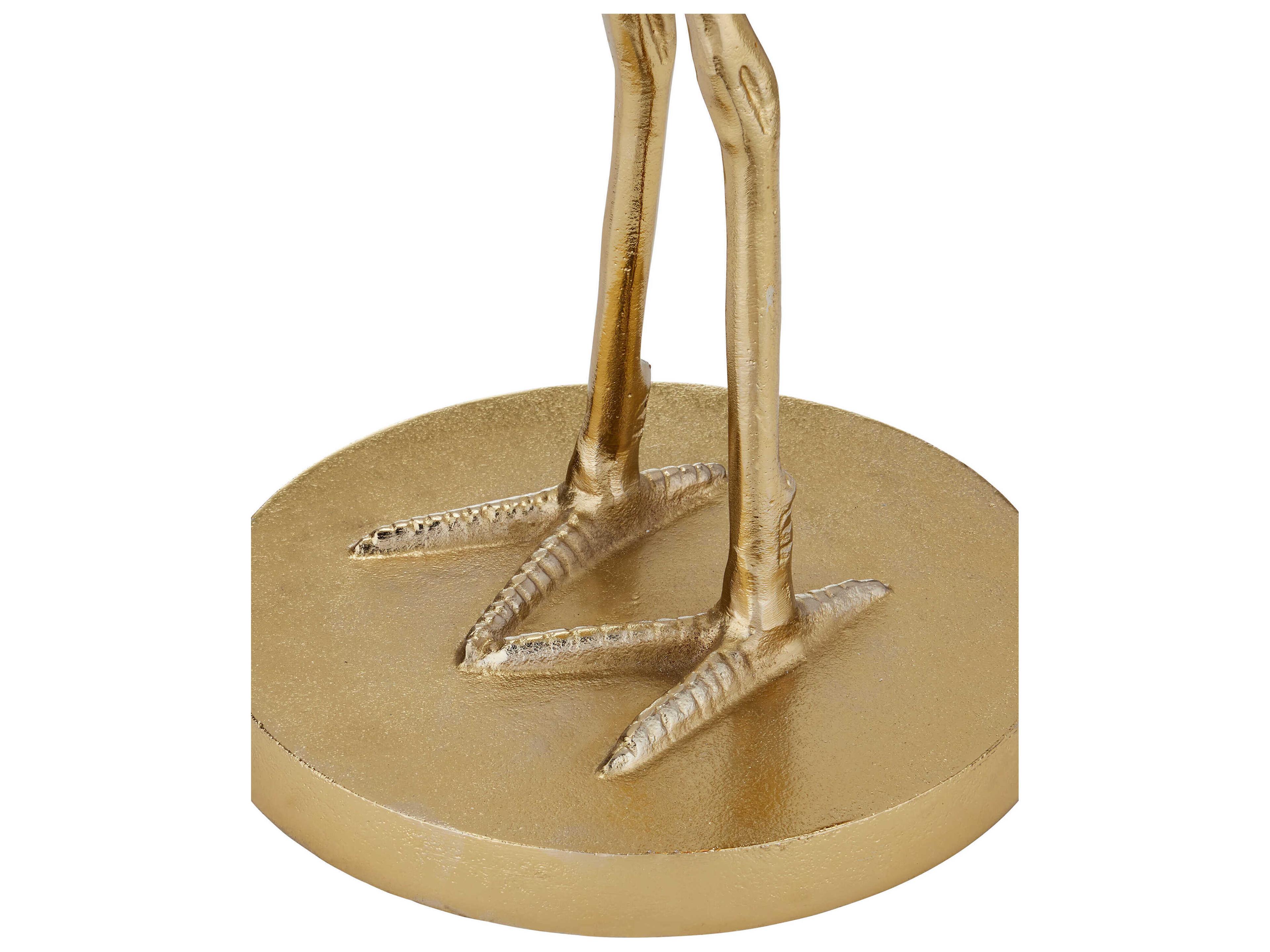 Currey & Company Crane Round Glass Gold Clear End Table