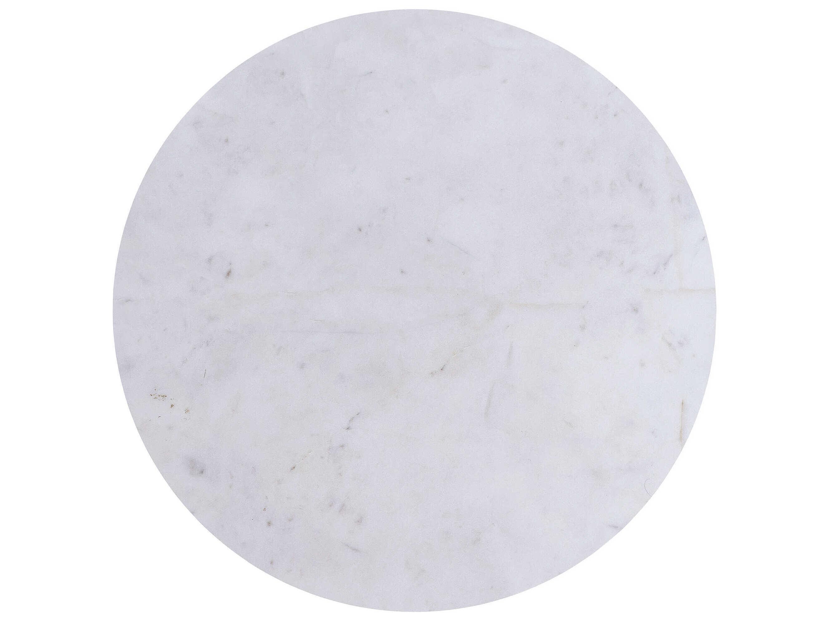 Currey & Company Ruban Round Marble Antique Brass Natural End Table