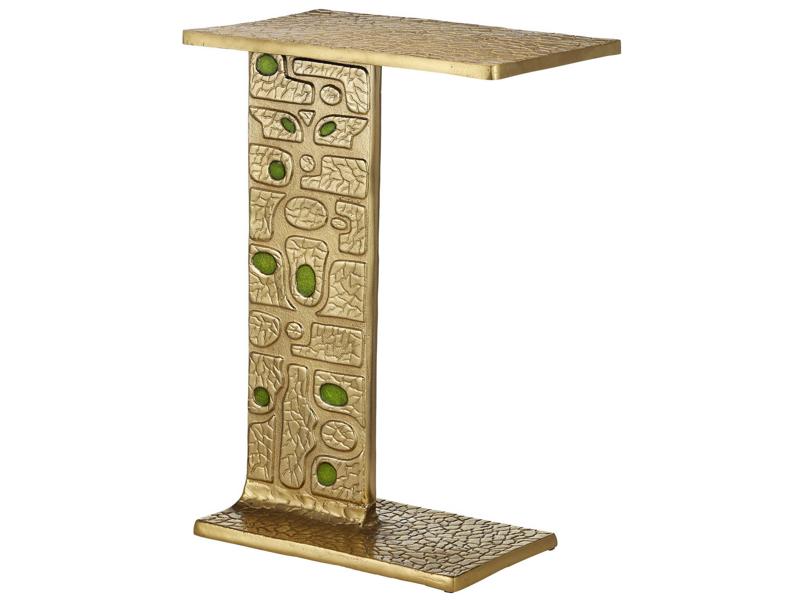 Currey & Company Beau Rectangular Metal Gold Green End Table