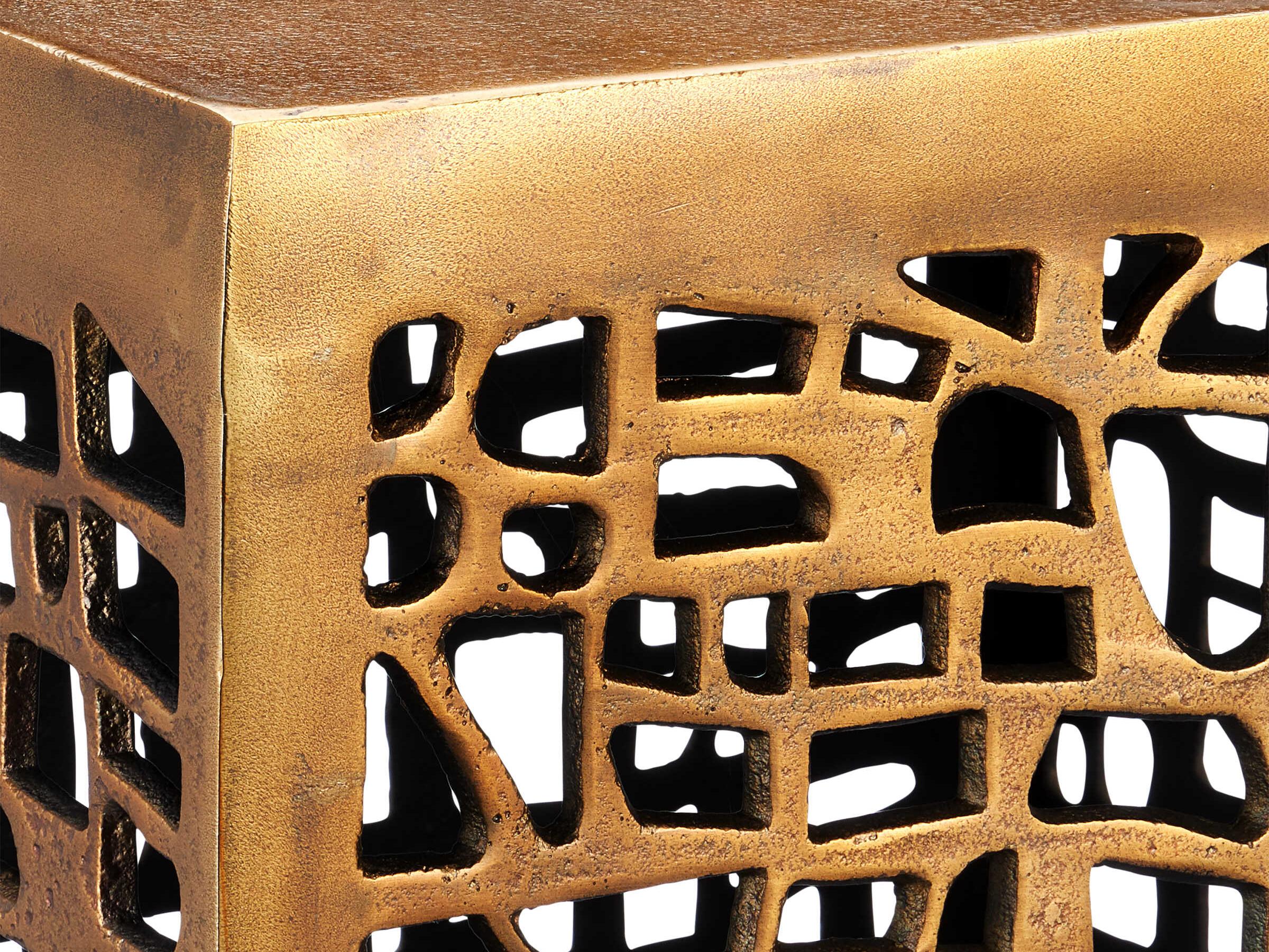 Currey & Company Gowen Square Metal Antique Brass End Table