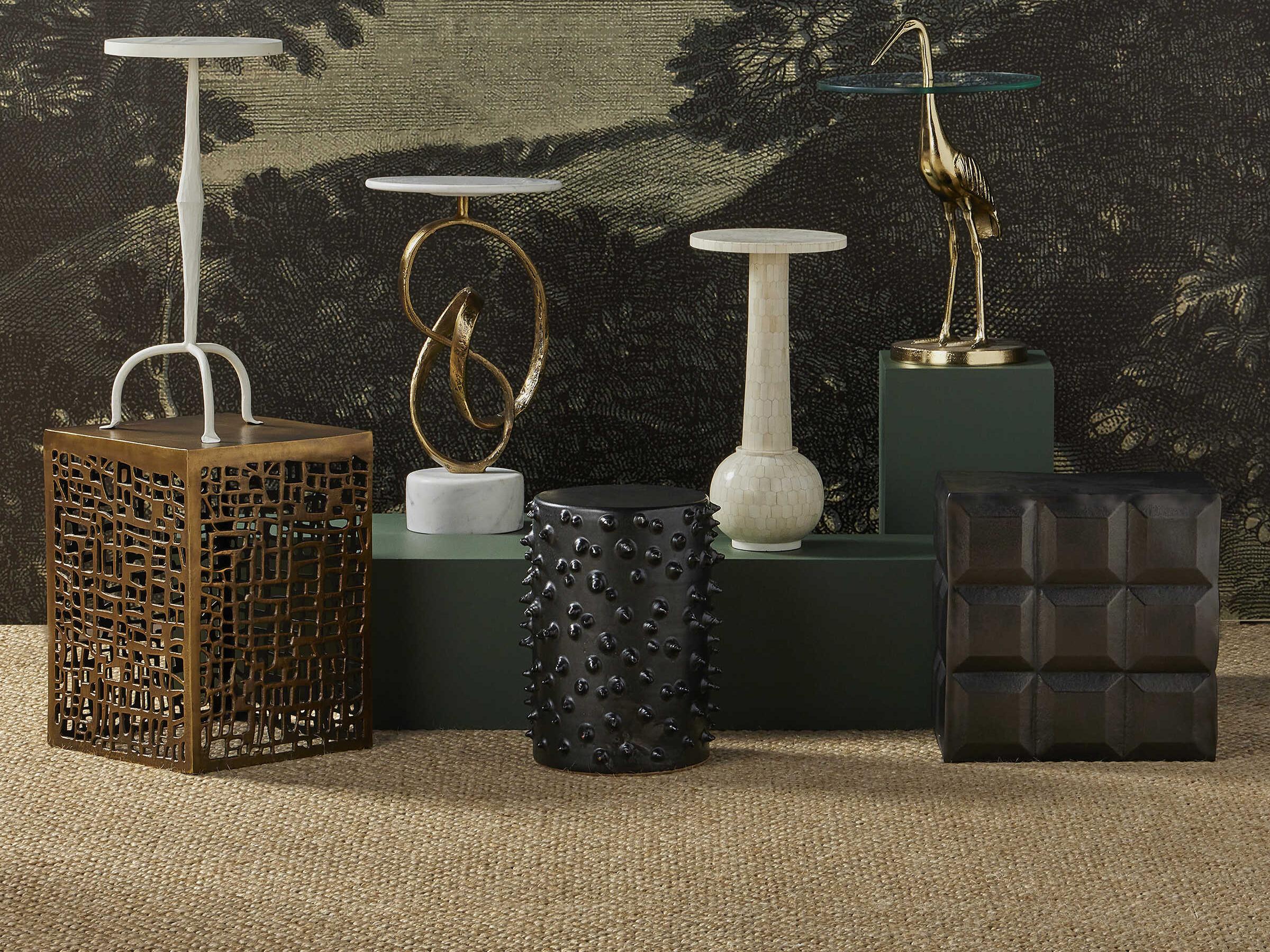 Currey & Company Gowen Square Metal Antique Brass End Table