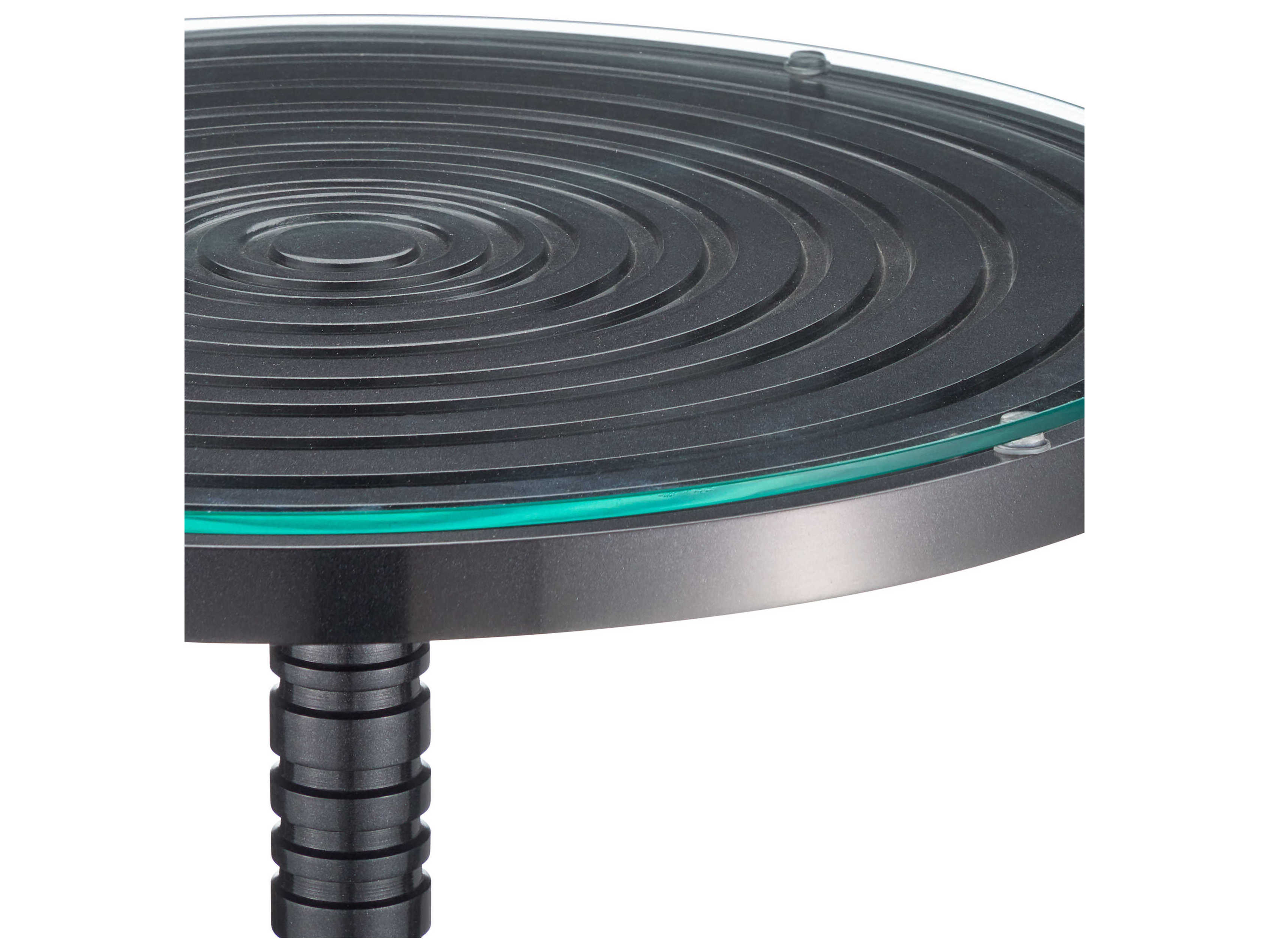 Currey & Company Erno Round Glass Black Nickel End Table