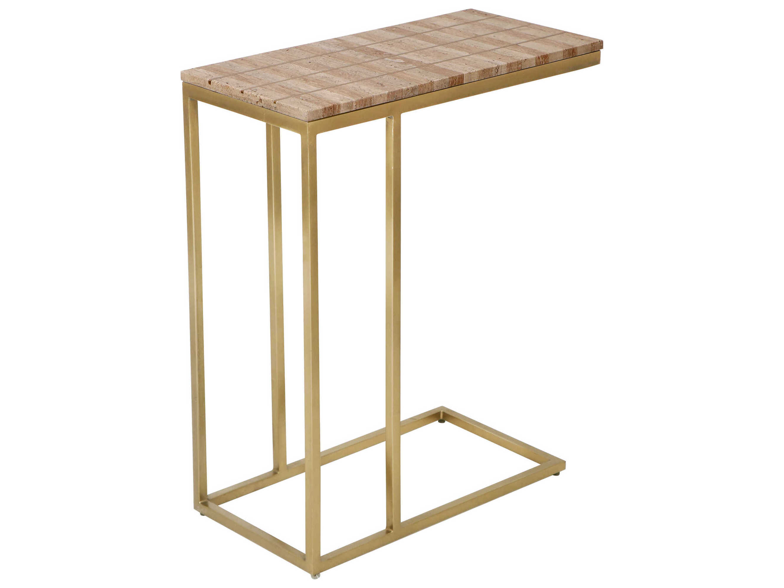 Currey & Company Dezi Rectangular Stone Natural Brass End Table