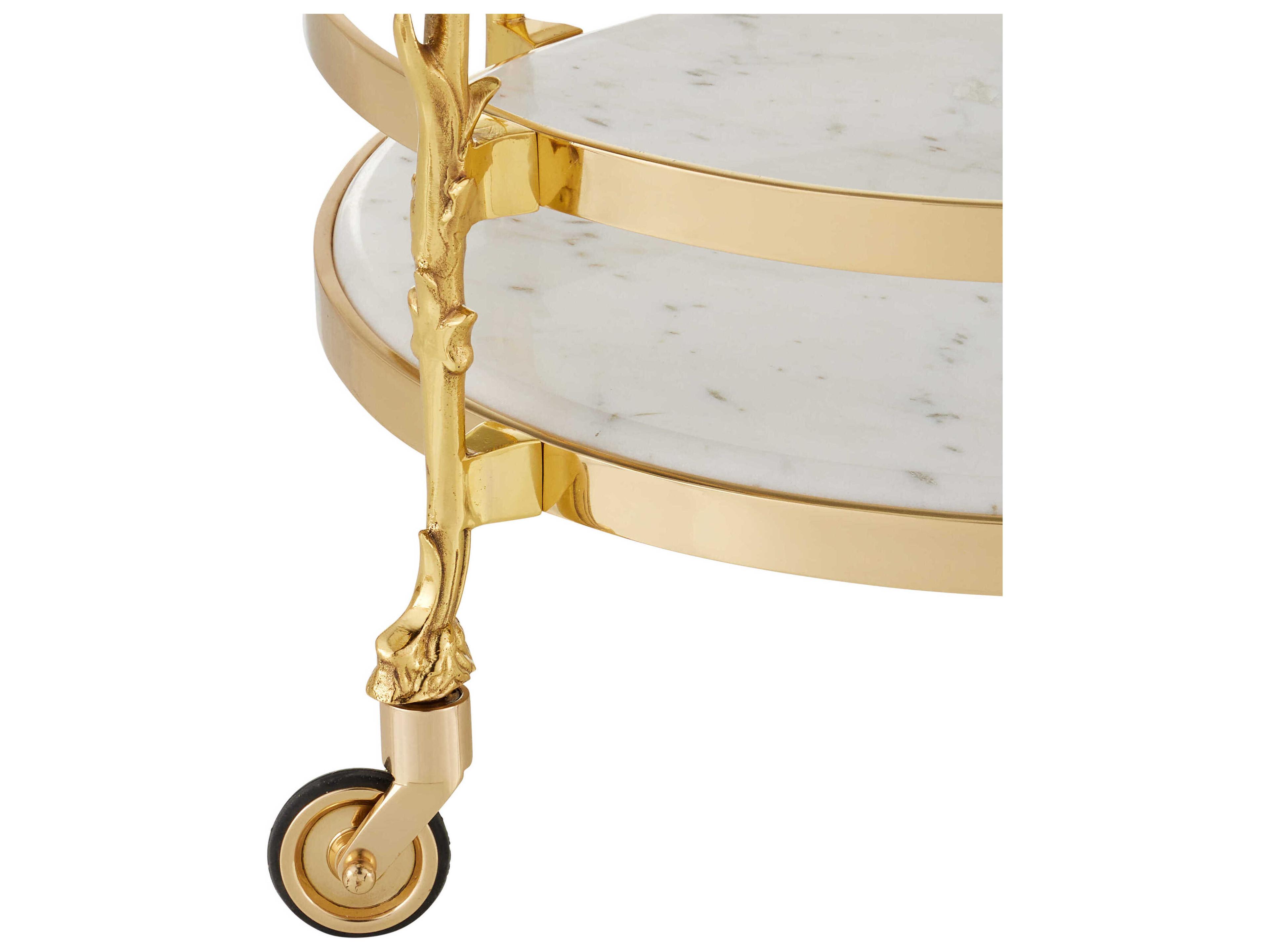 Currey & Company Fiore Glass Polished Brass Bar Cart