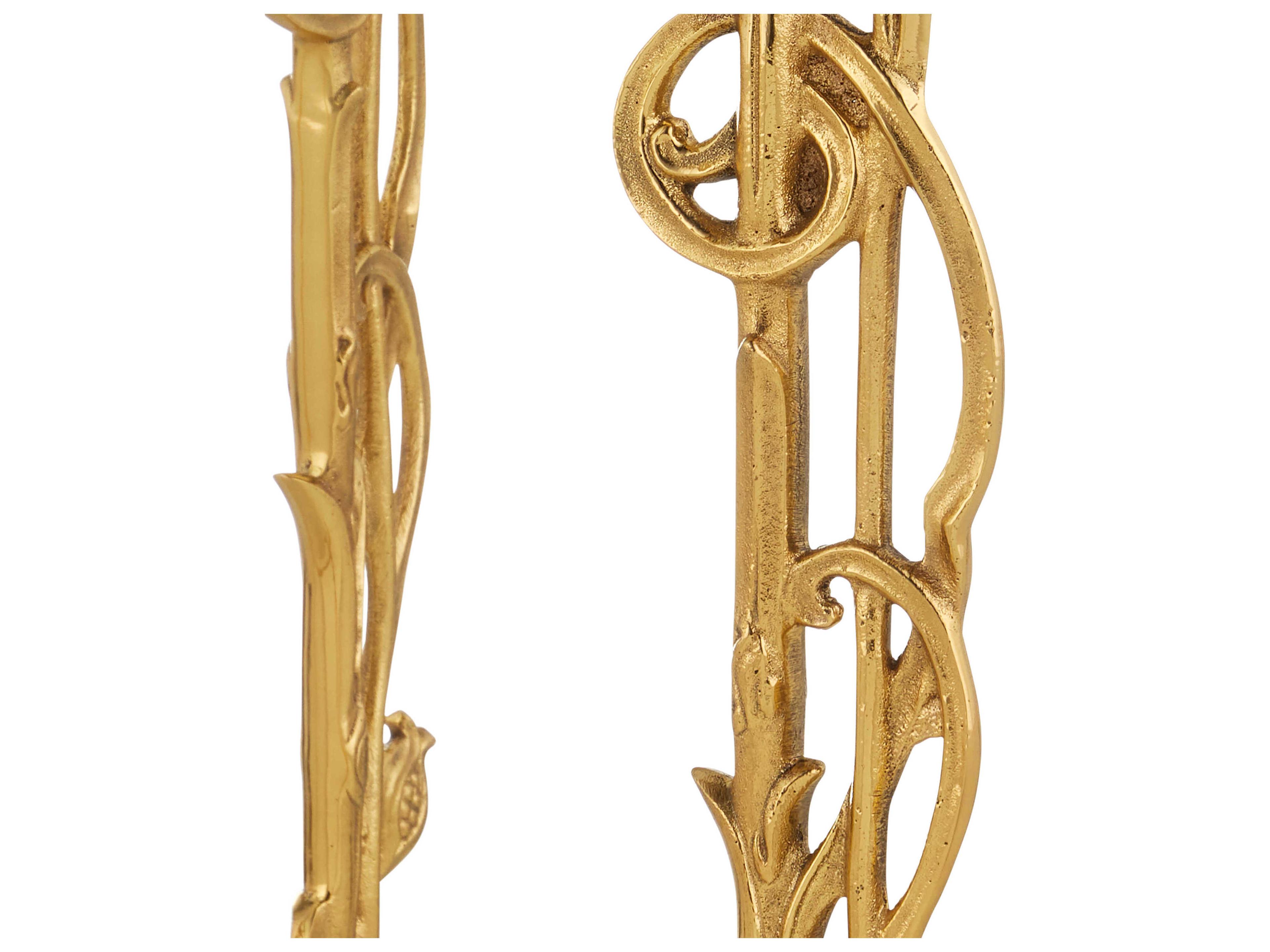 Currey & Company Fiore Glass Polished Brass Bar Cart