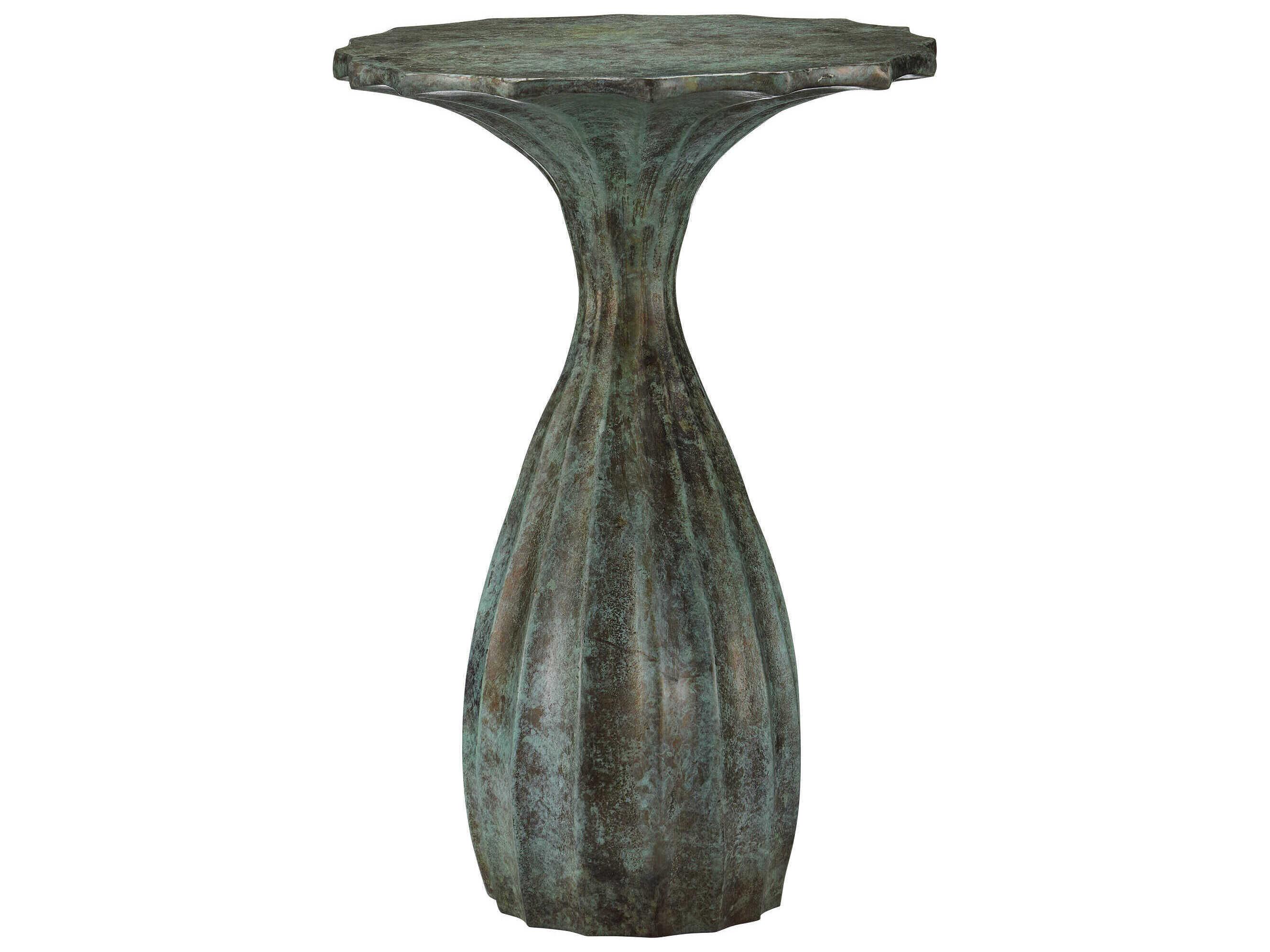 Currey & Company Tunis Oval Metal Verdigris End Table