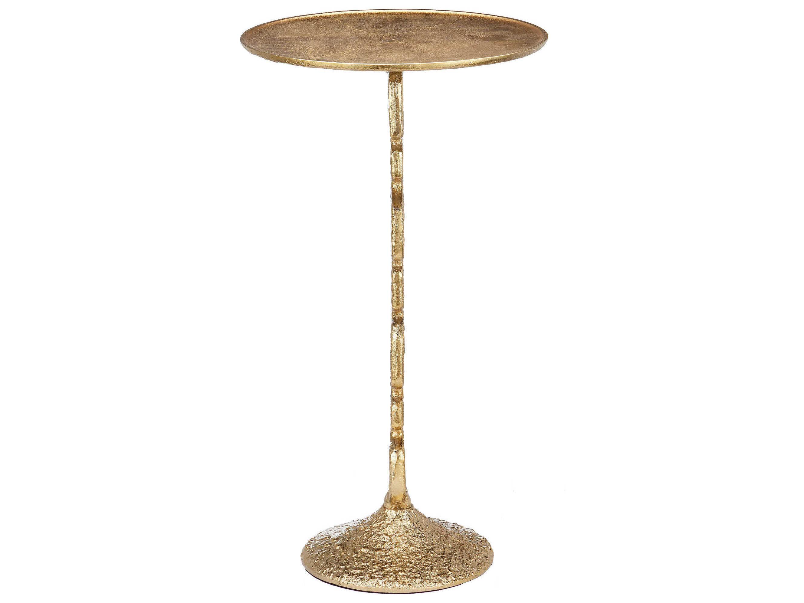 Currey & Company Jussi Round Metal Gold End Table