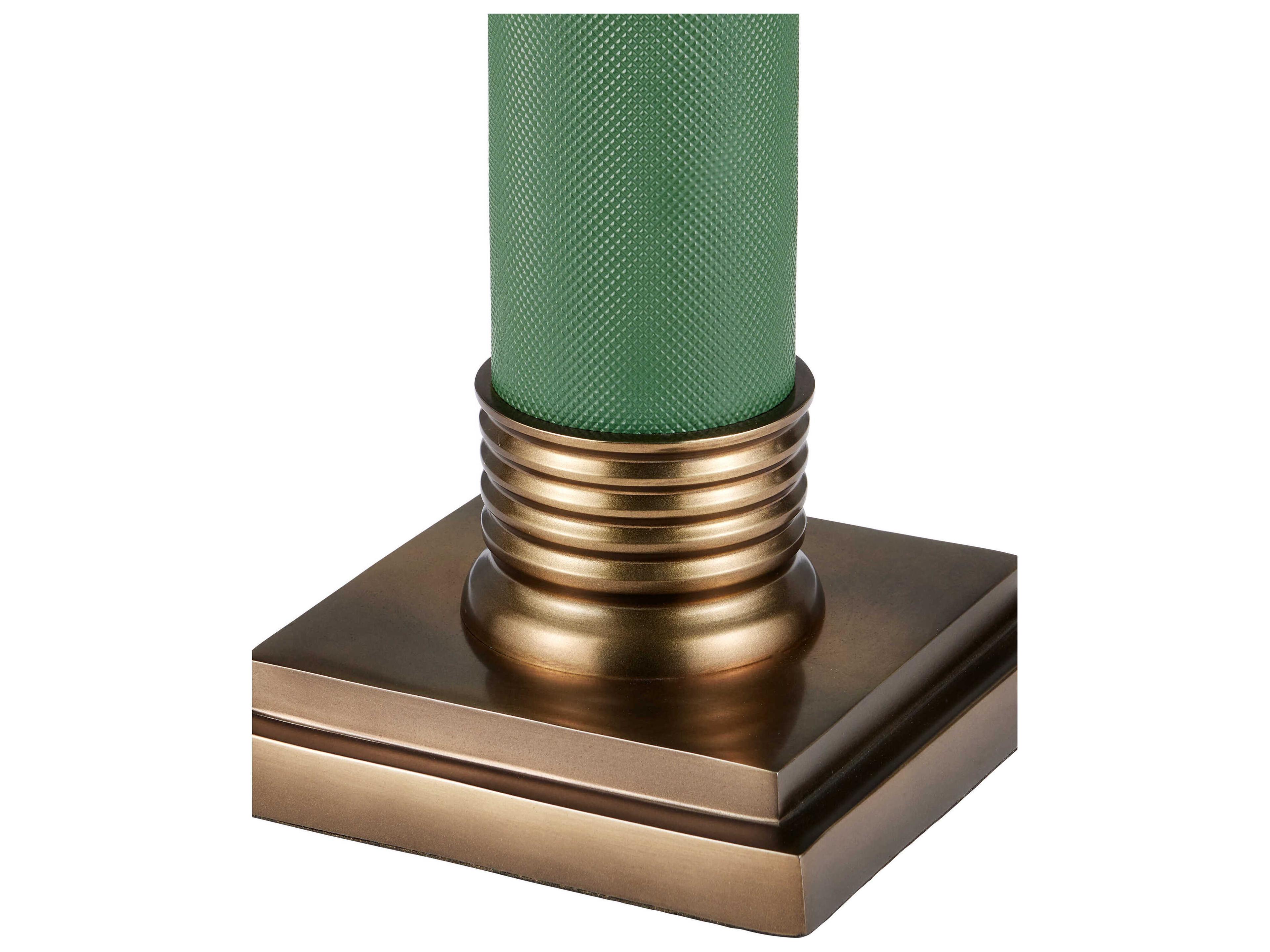 Currey & Company Gavin Round Metal Green Antique Brass End Table