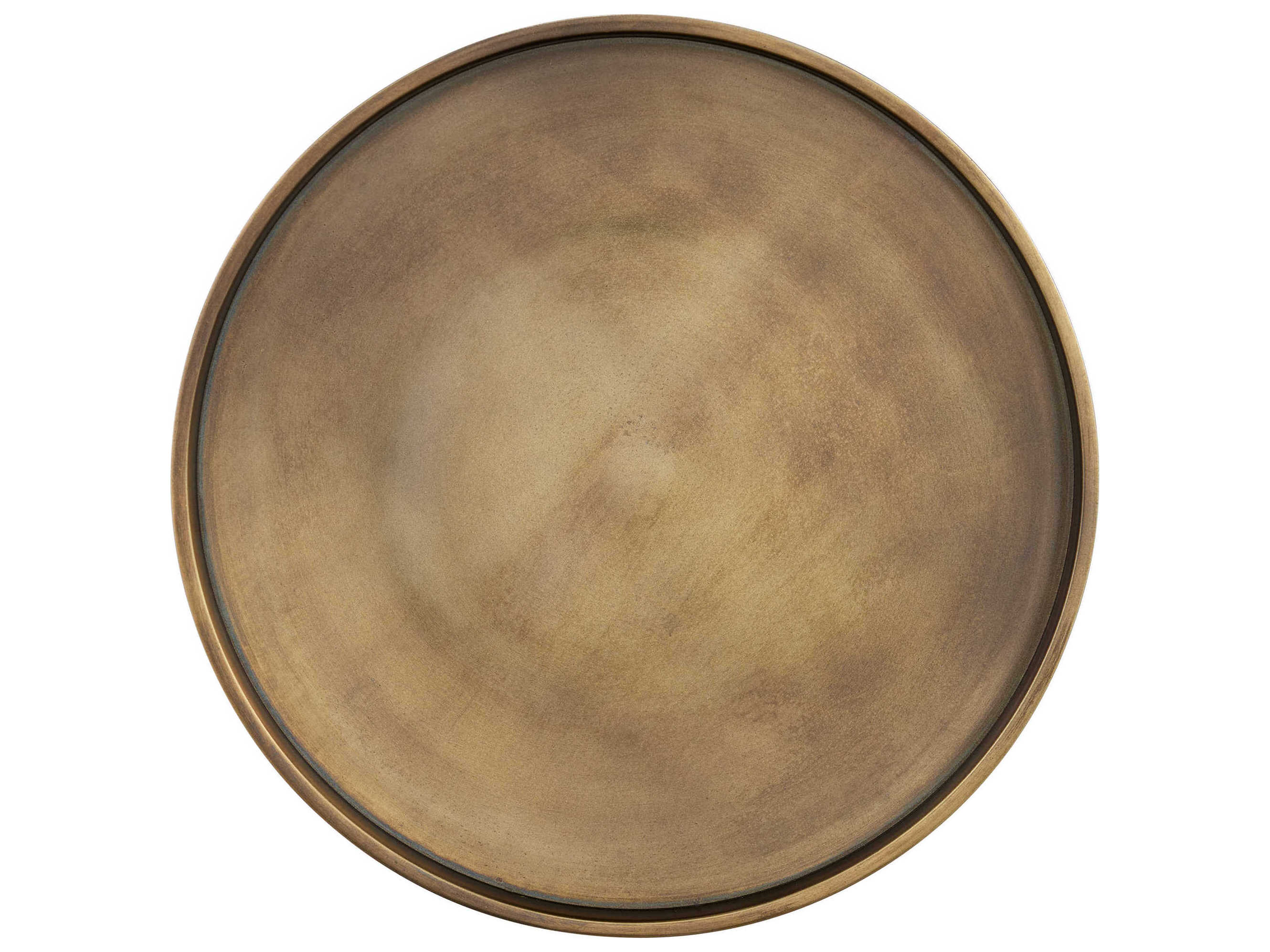 Currey & Company Gavin Round Metal Green Antique Brass End Table