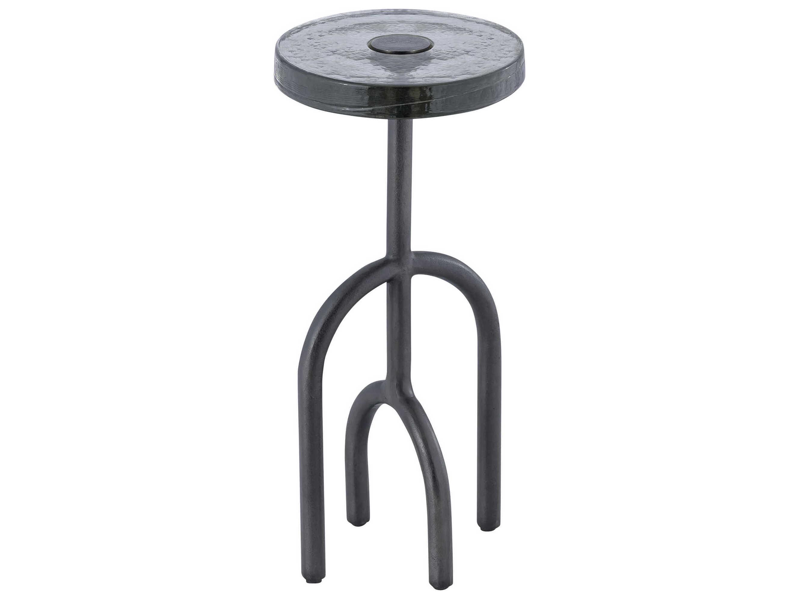 Currey & Company Grove Round Glass Black Nickel End Table