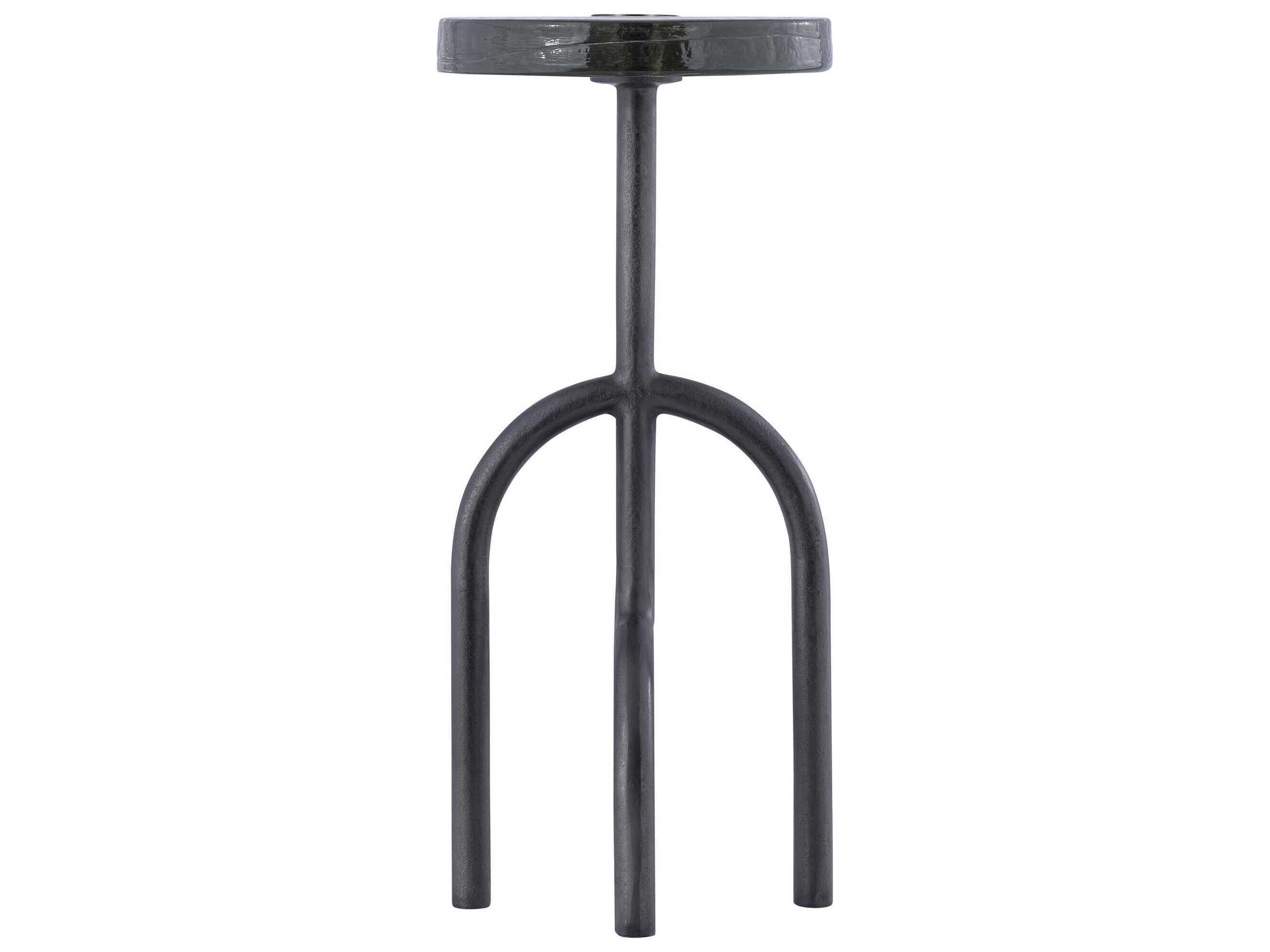 Currey & Company Grove Round Glass Black Nickel End Table