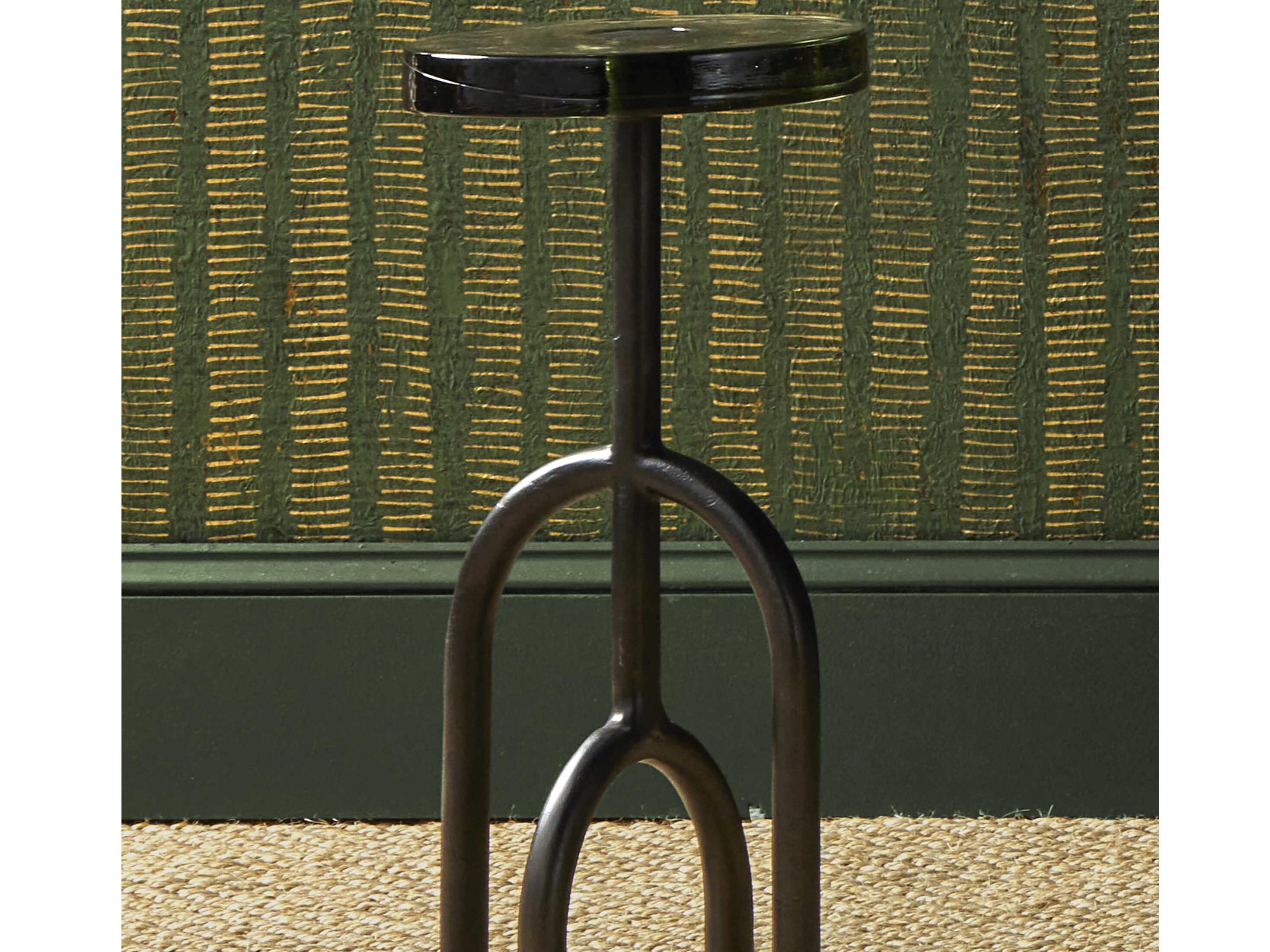 Currey & Company Grove Round Glass Black Nickel End Table