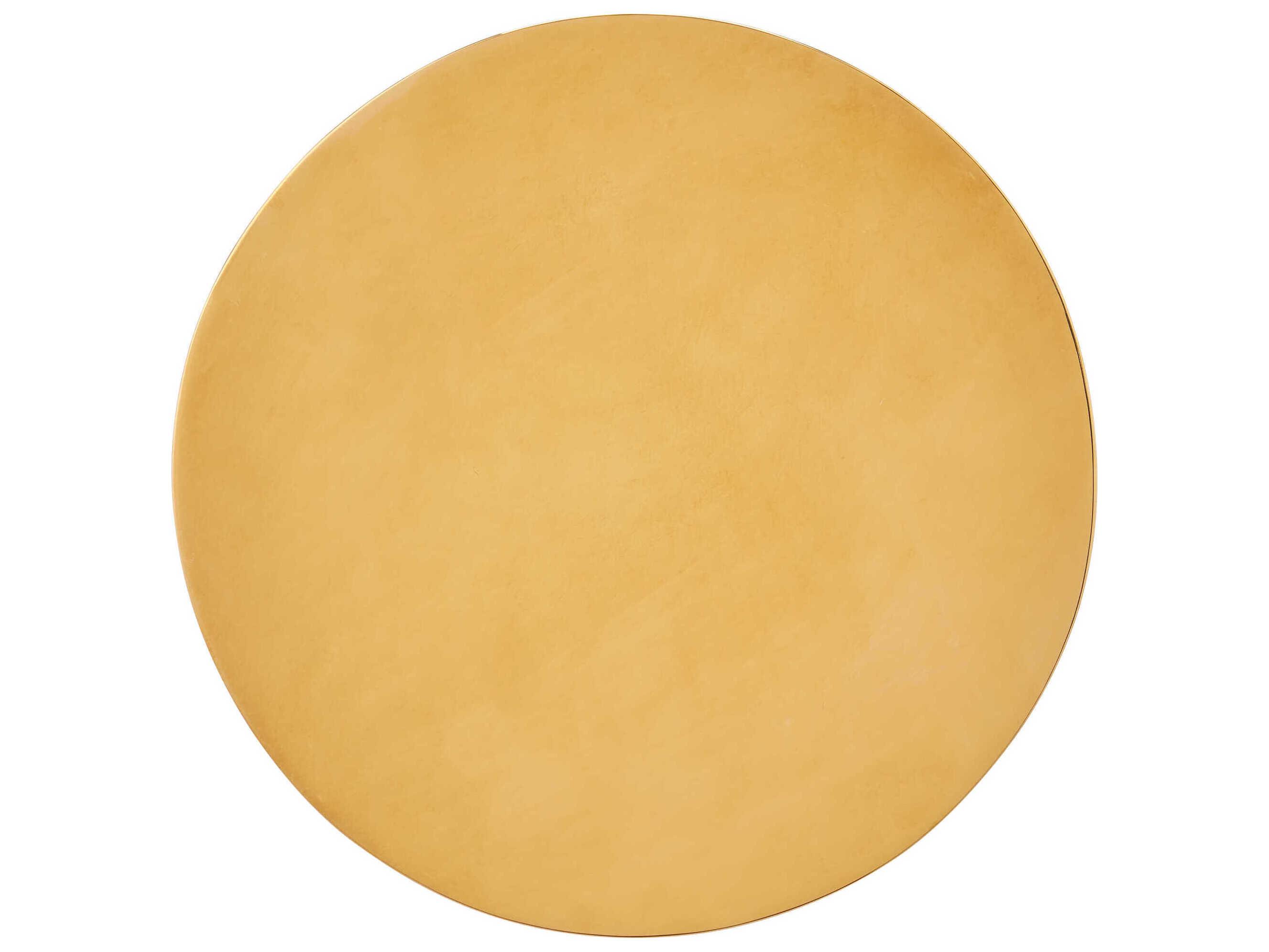 Currey & Company Lemy Round Glass Polished Brass End Table