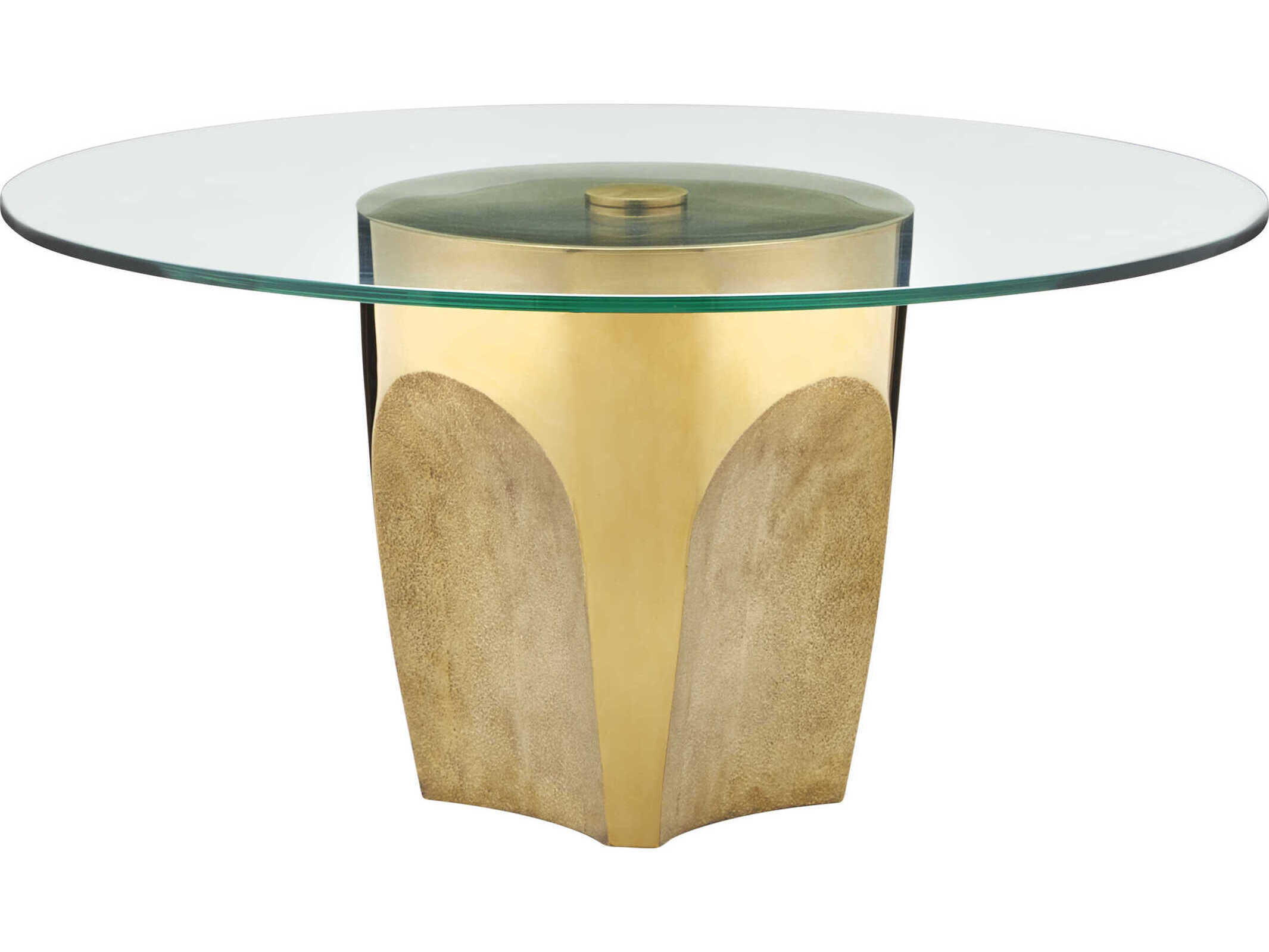 Currey & Company Lemy Round Glass Polished Brass Coffee Table