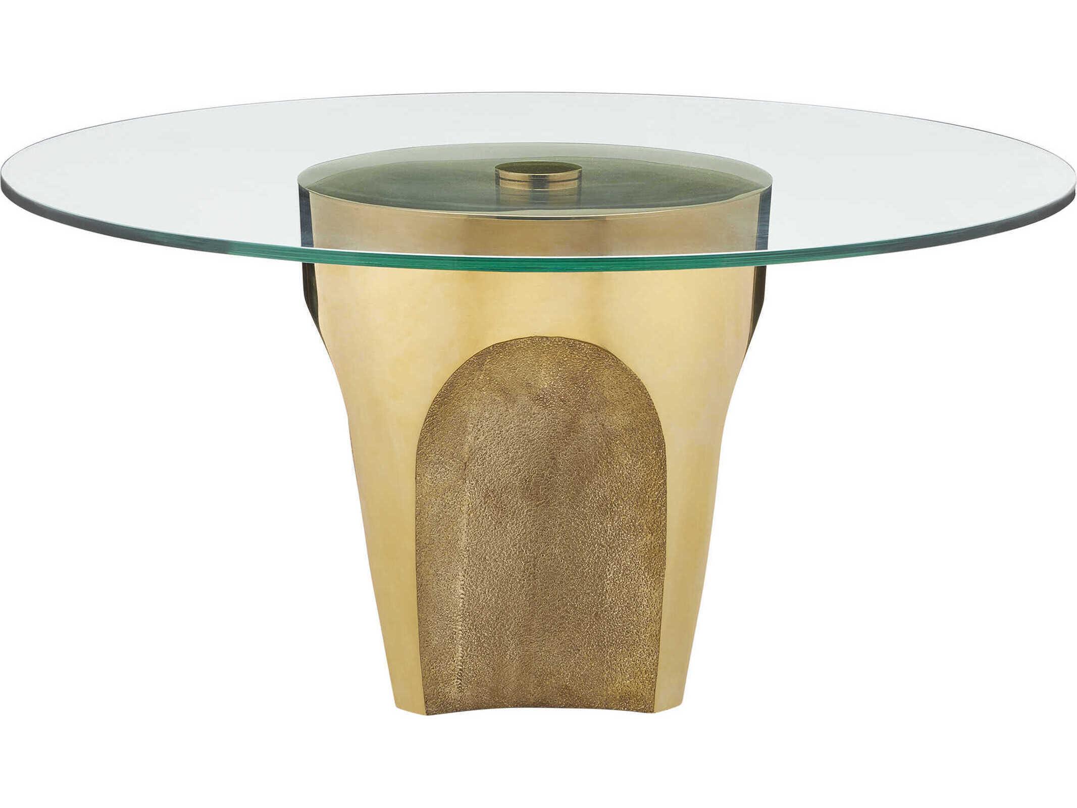 Currey & Company Lemy Round Glass Polished Brass Coffee Table