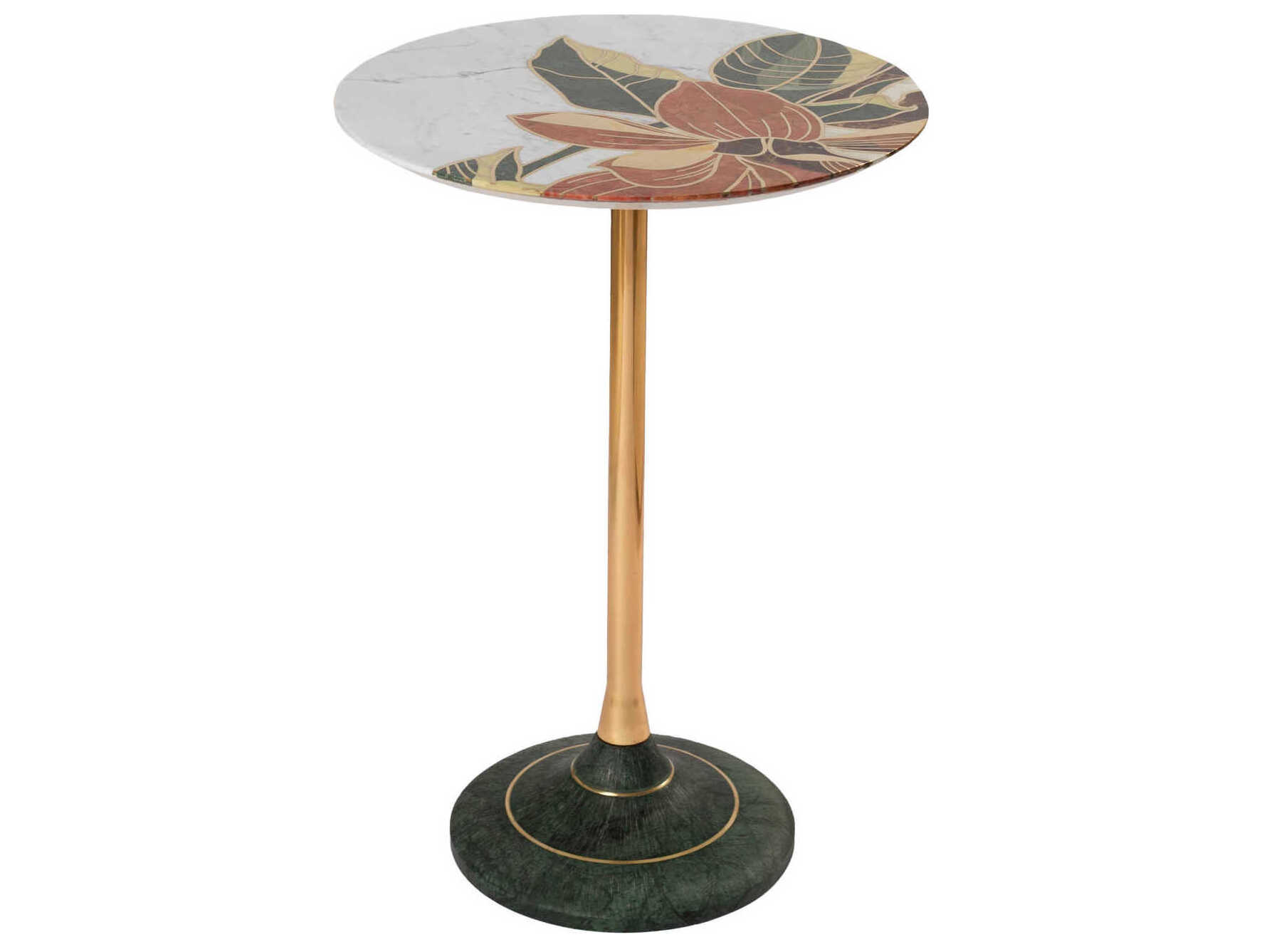 Currey & Company Roselle Round Marble Natural Brass End Table