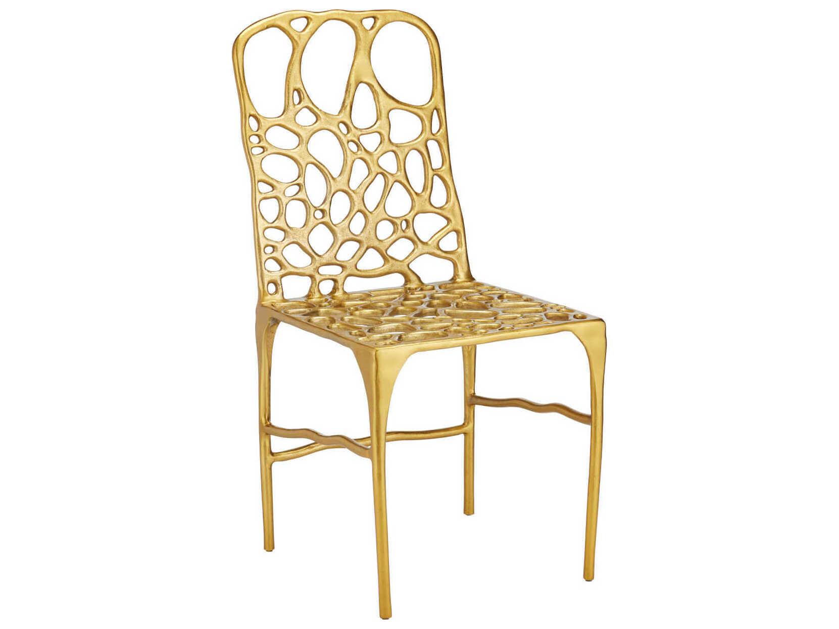 Currey & Company Honeycomb Gold Side Chair