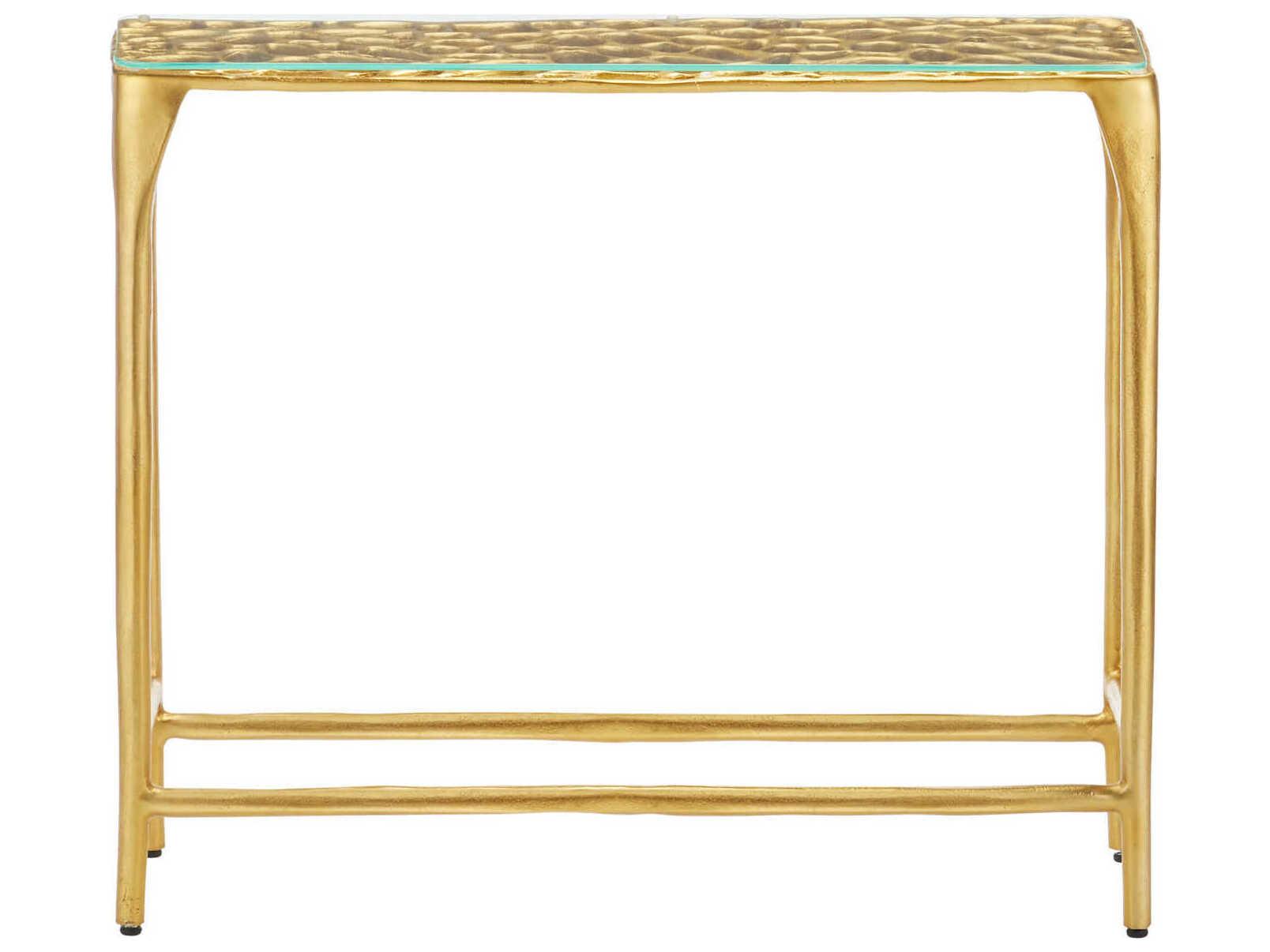 Currey & Company Honeycomb Gold Console Table