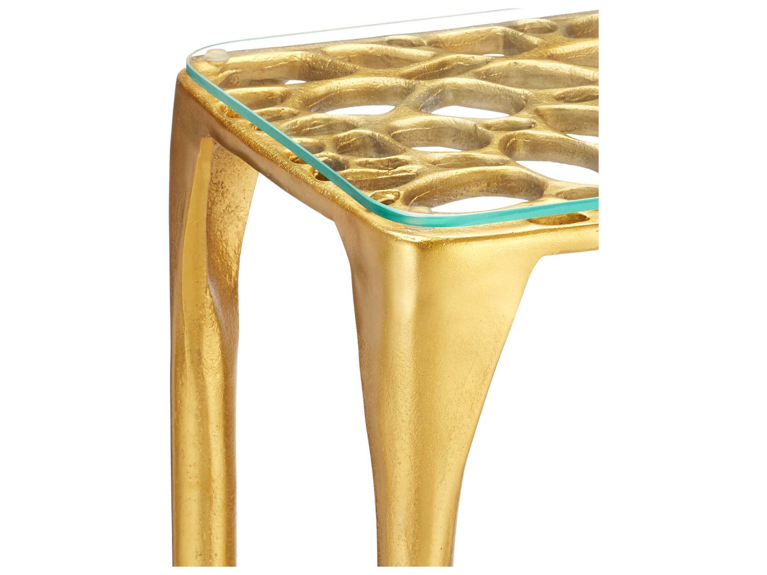 Currey & Company Honeycomb Gold Console Table