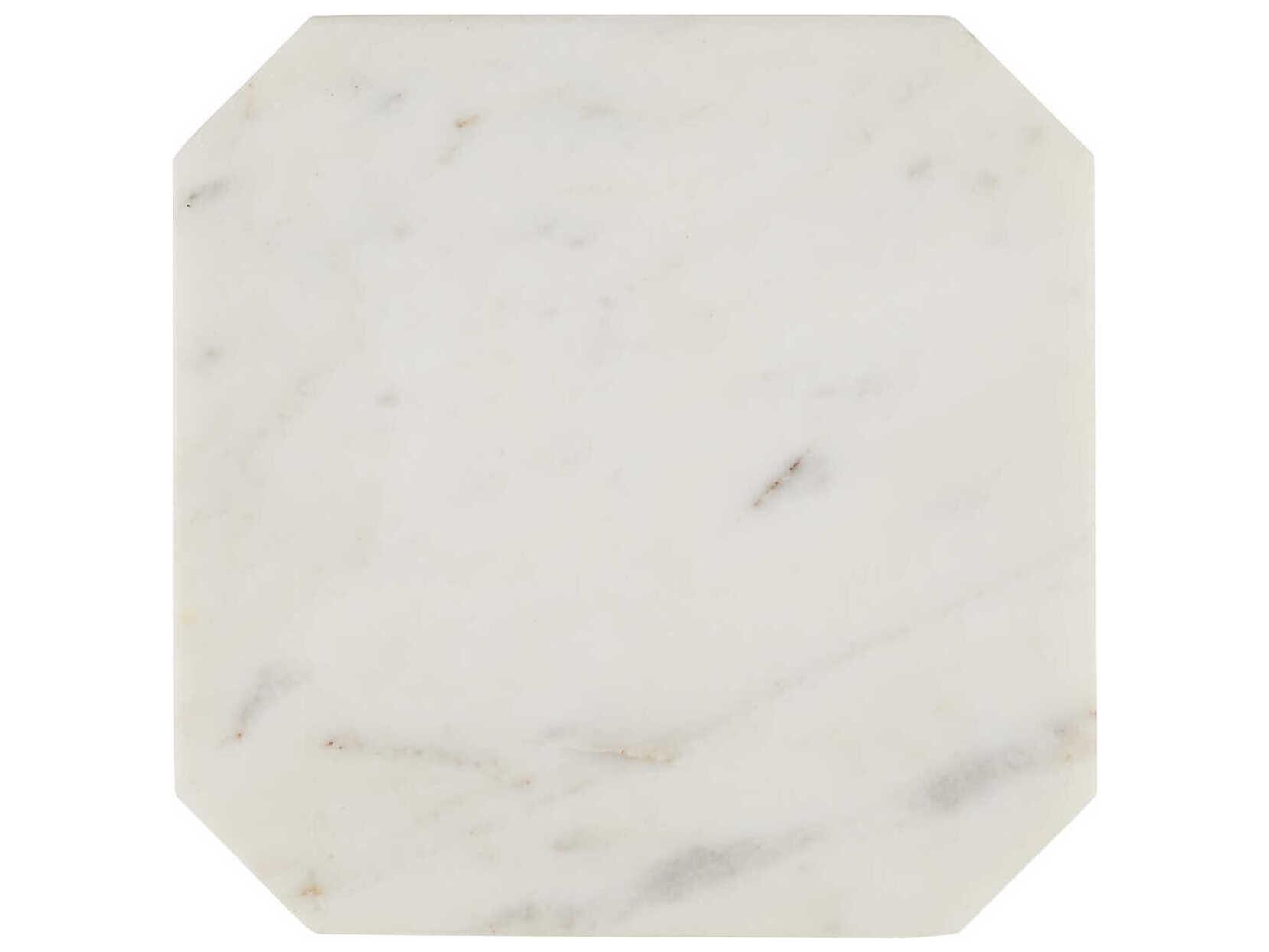 Currey & Company Ocho Square Marble White Antique Brass End Table