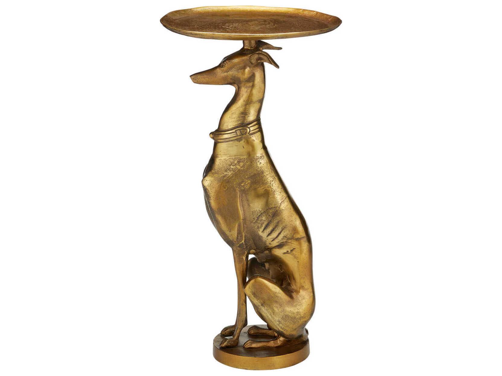 Currey & Company Ballyregan Round Metal Antique Brass End Table