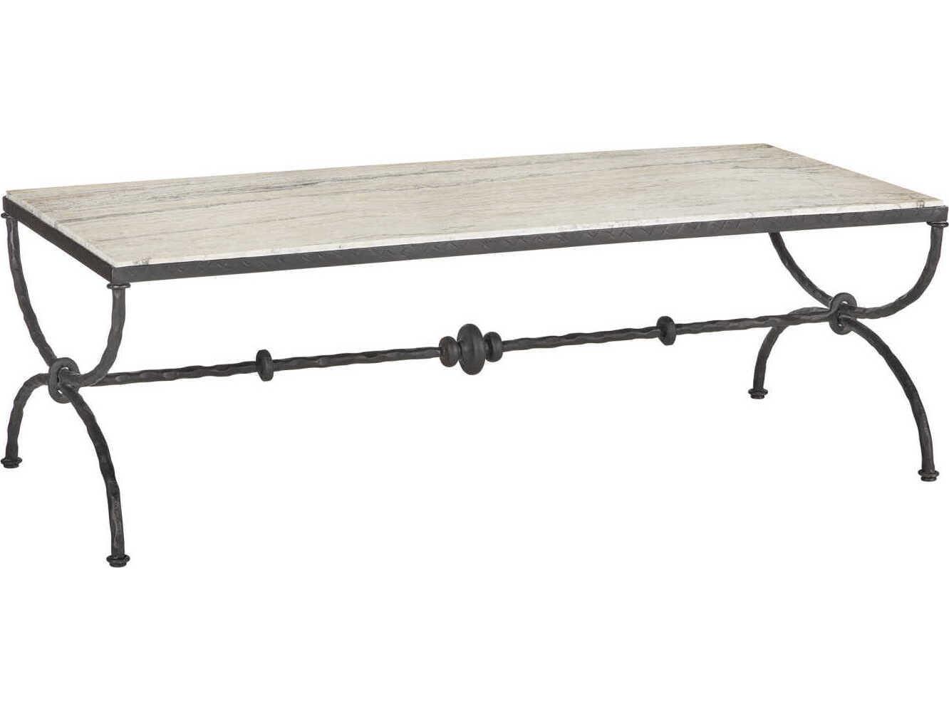 Currey & Company Agora White Travertine Coffee Table