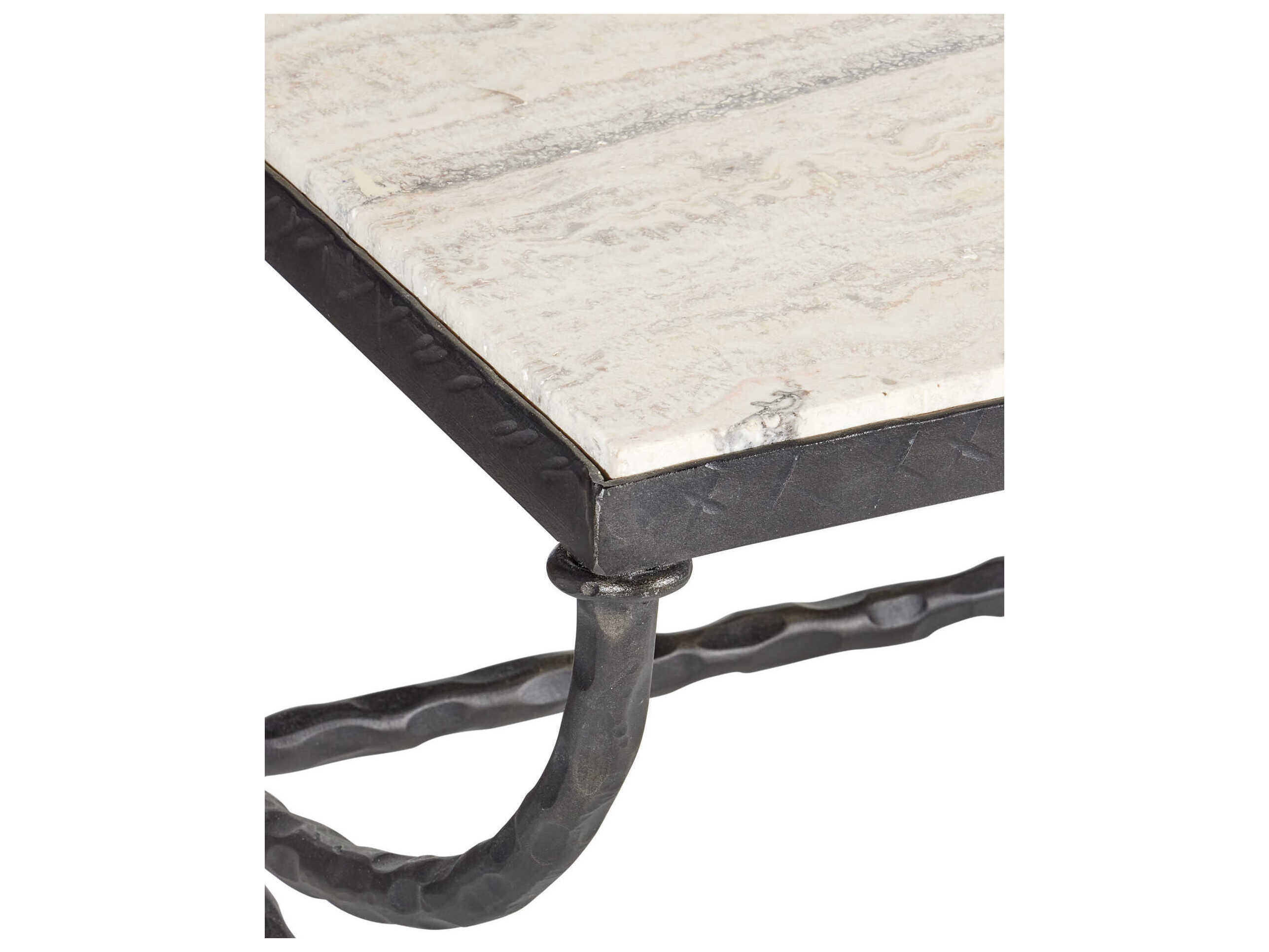 Currey & Company Agora White Travertine Coffee Table