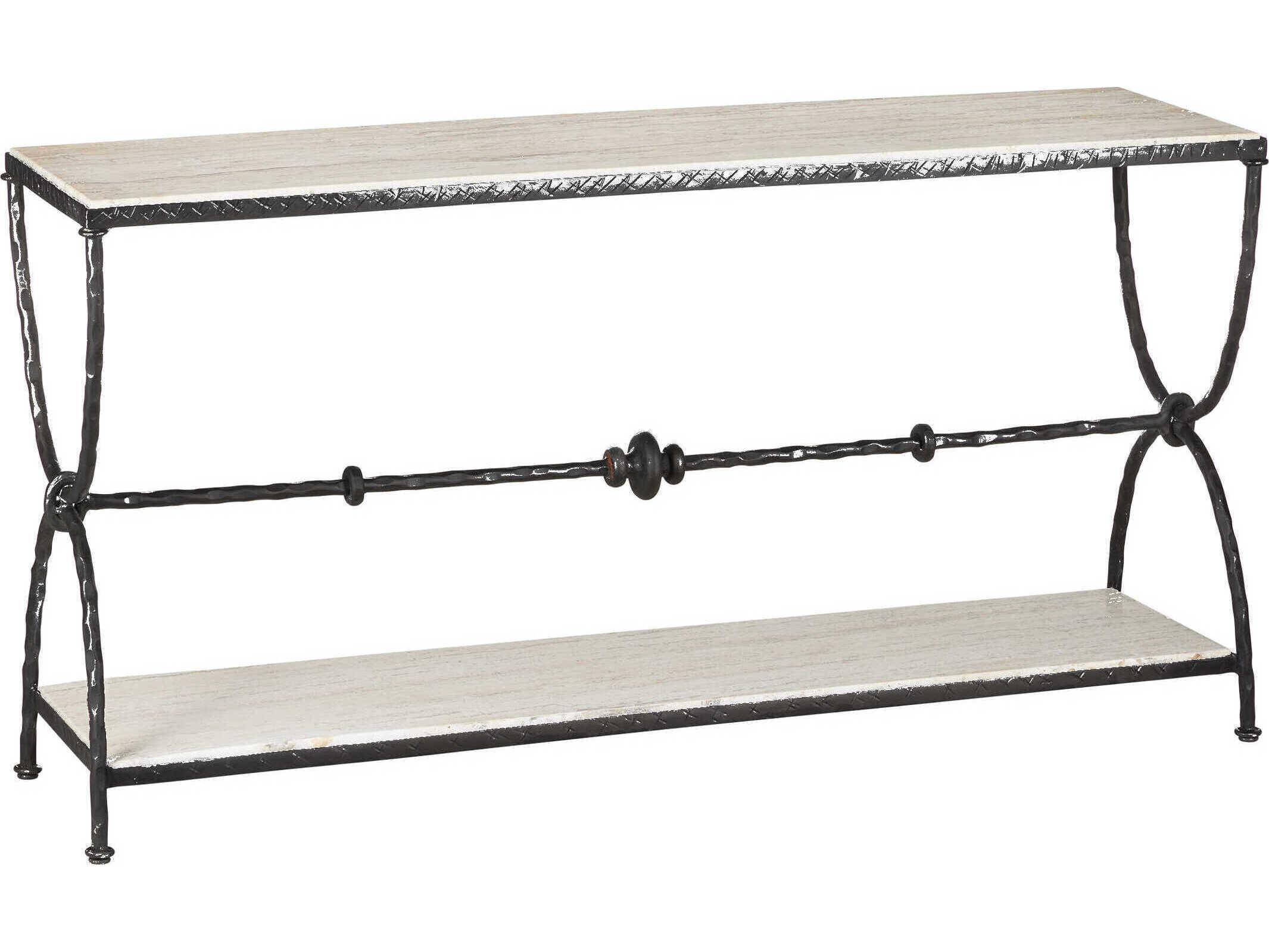 Currey & Company Agora White Travertine Console Table