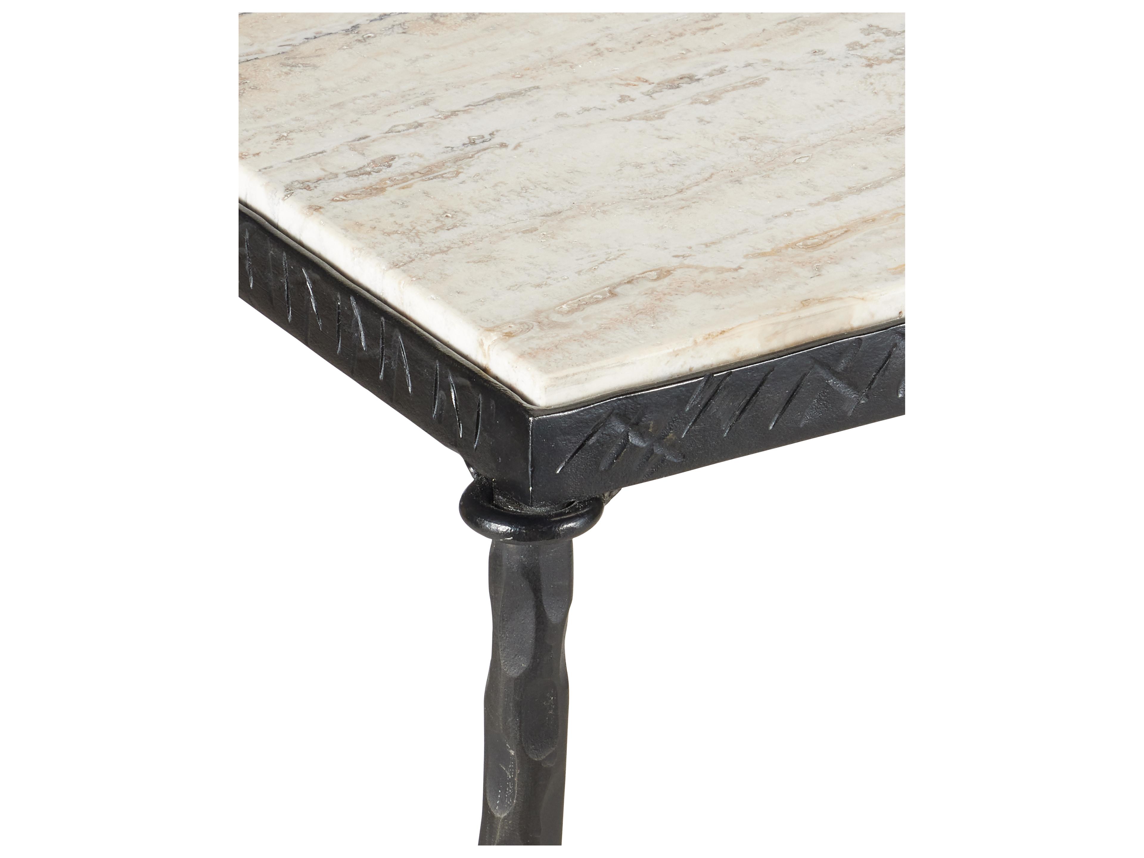 Currey & Company Agora White Travertine Console Table
