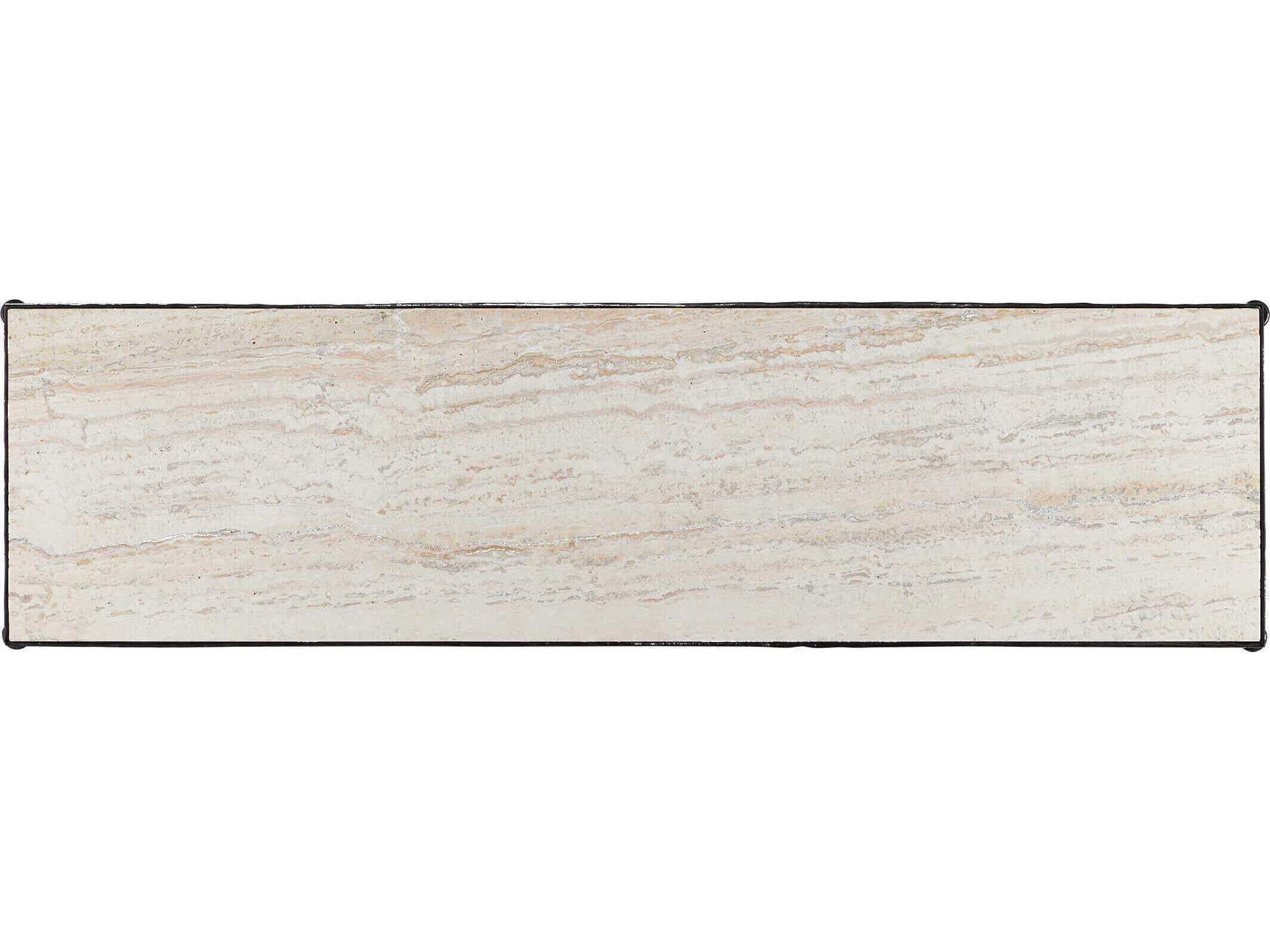 Currey & Company Agora White Travertine Console Table