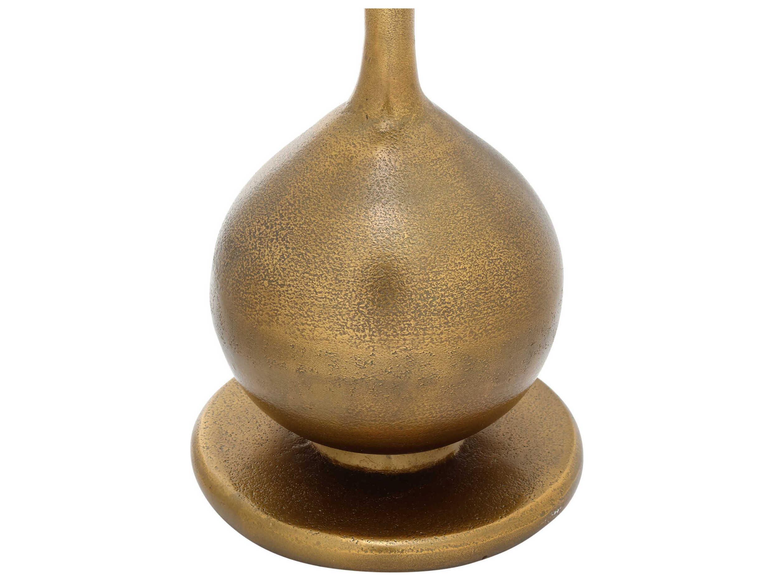 Currey & Company Carillon Round Metal Antique Brass End Table