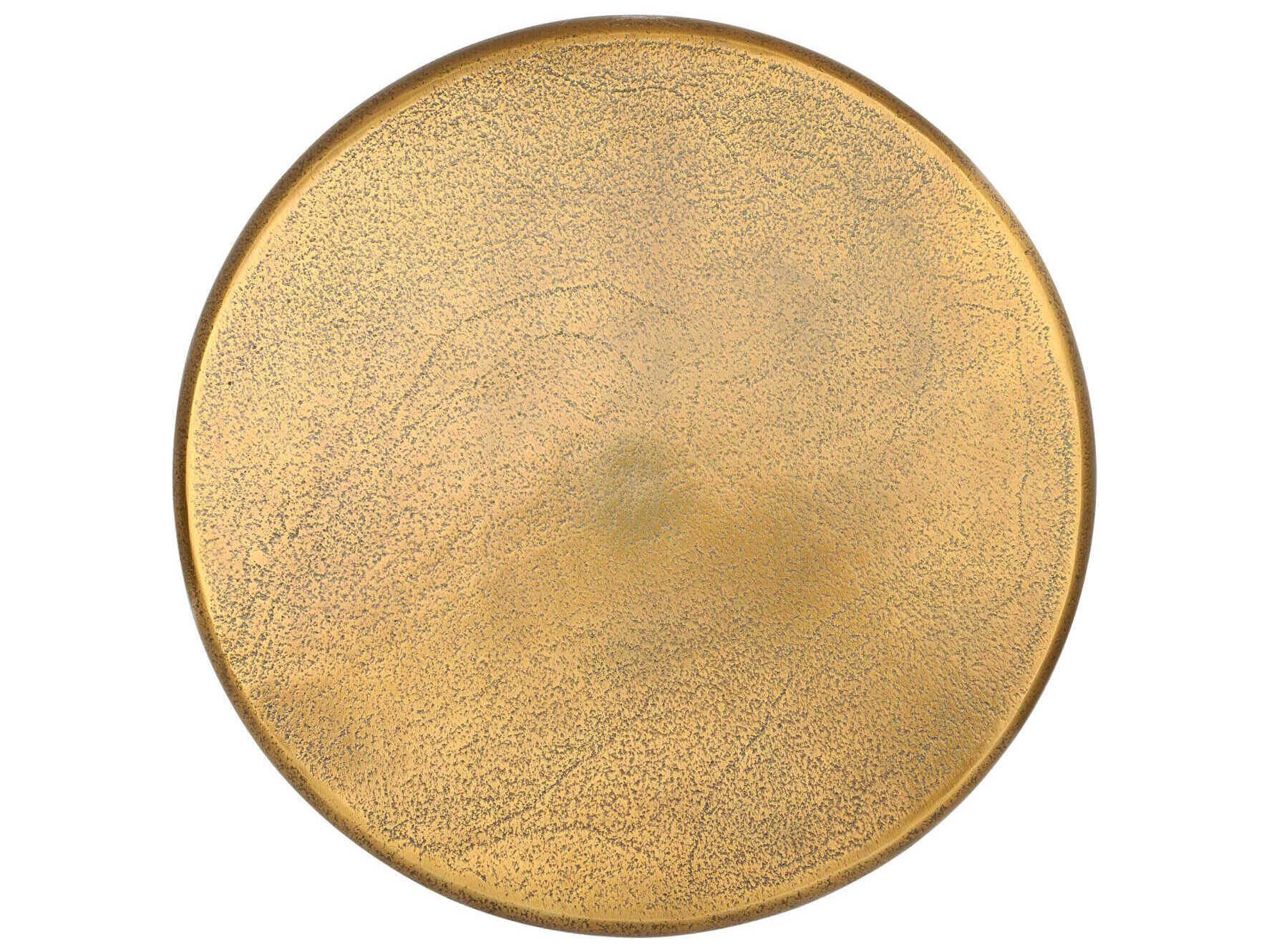 Currey & Company Carillon Round Metal Antique Brass End Table