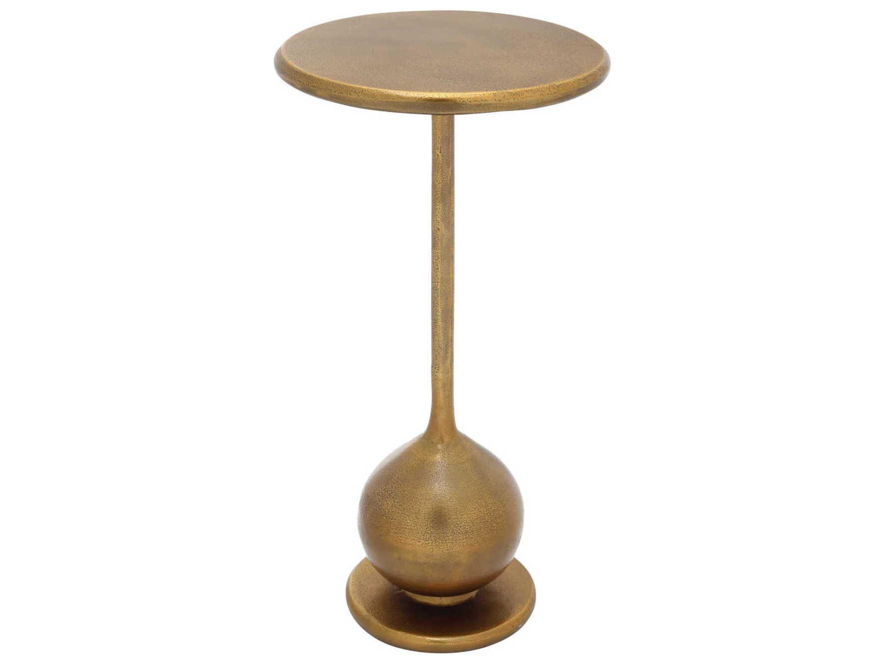 Currey & Company Carillon Round Metal Antique Brass End Table