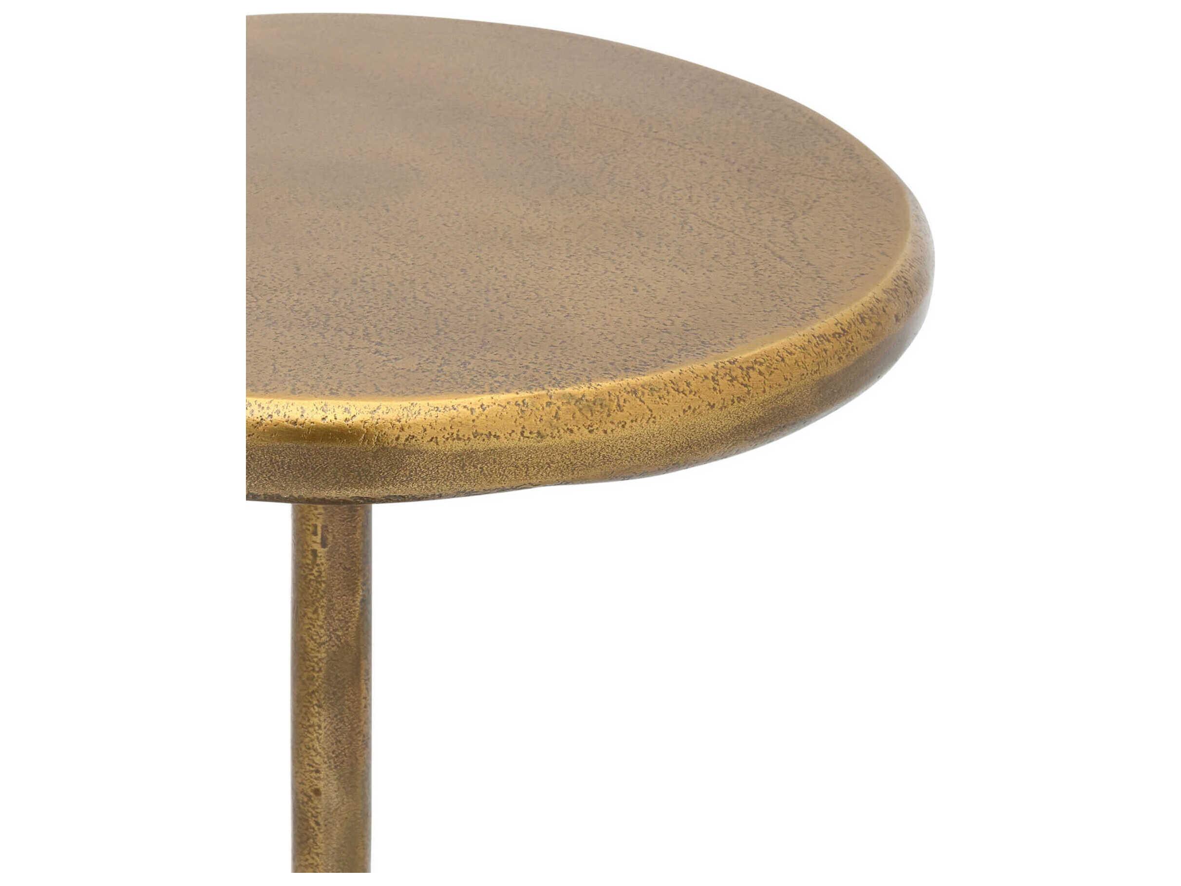 Currey & Company Carillon Round Metal Antique Brass End Table
